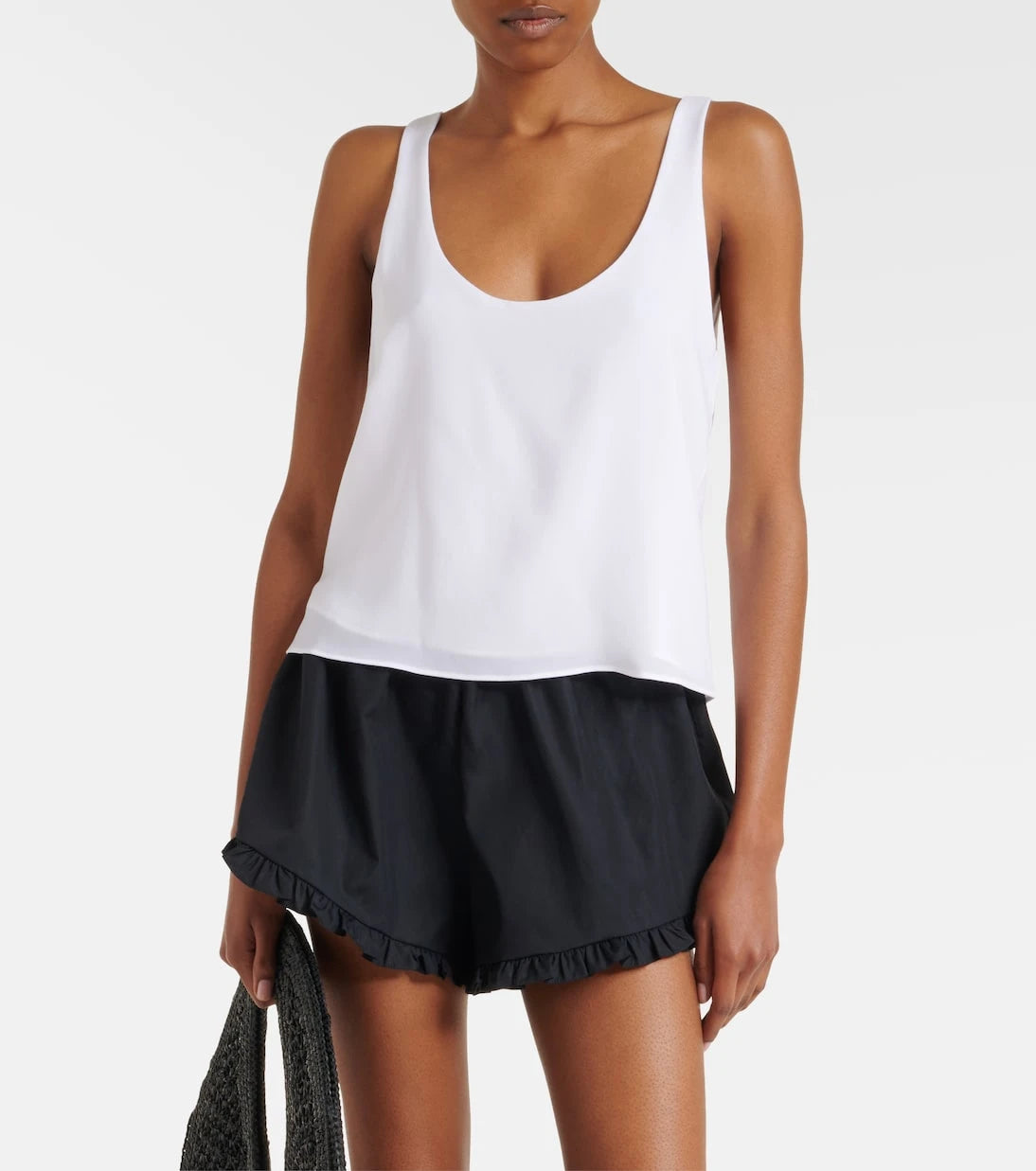 Hunza G - Frill cotton poplin shorts