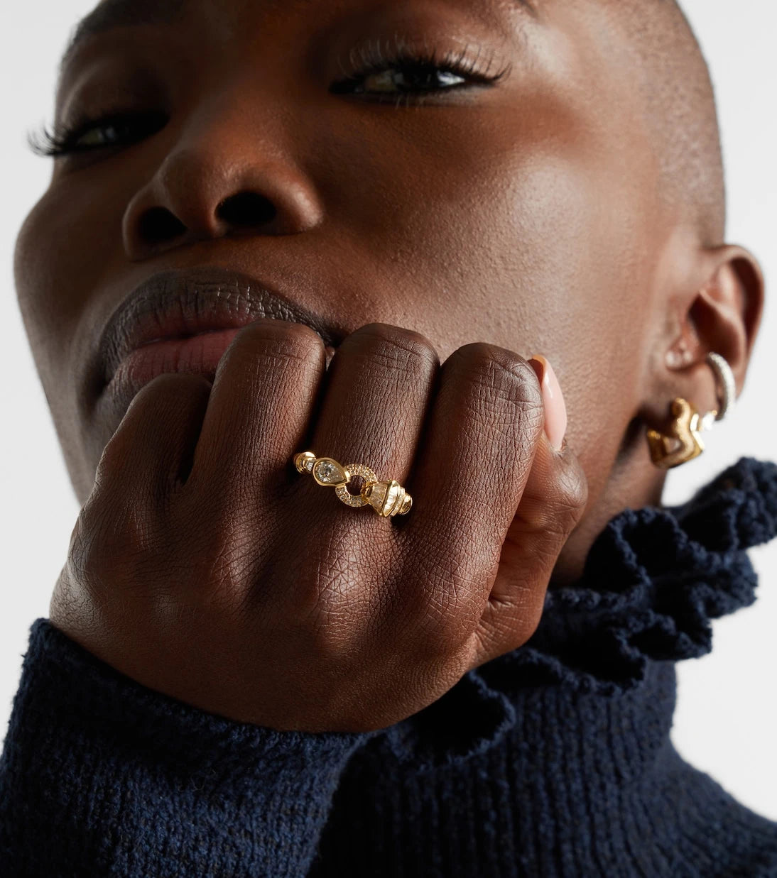 Shay Jewelry - Serpentine 18kt gold ring with diamonds