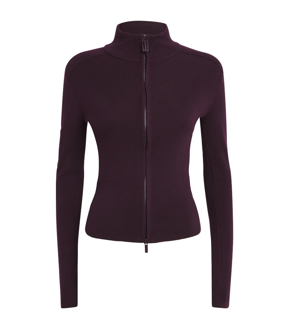 Victoria Beckham Burgundy Merino-Blend Cardigan