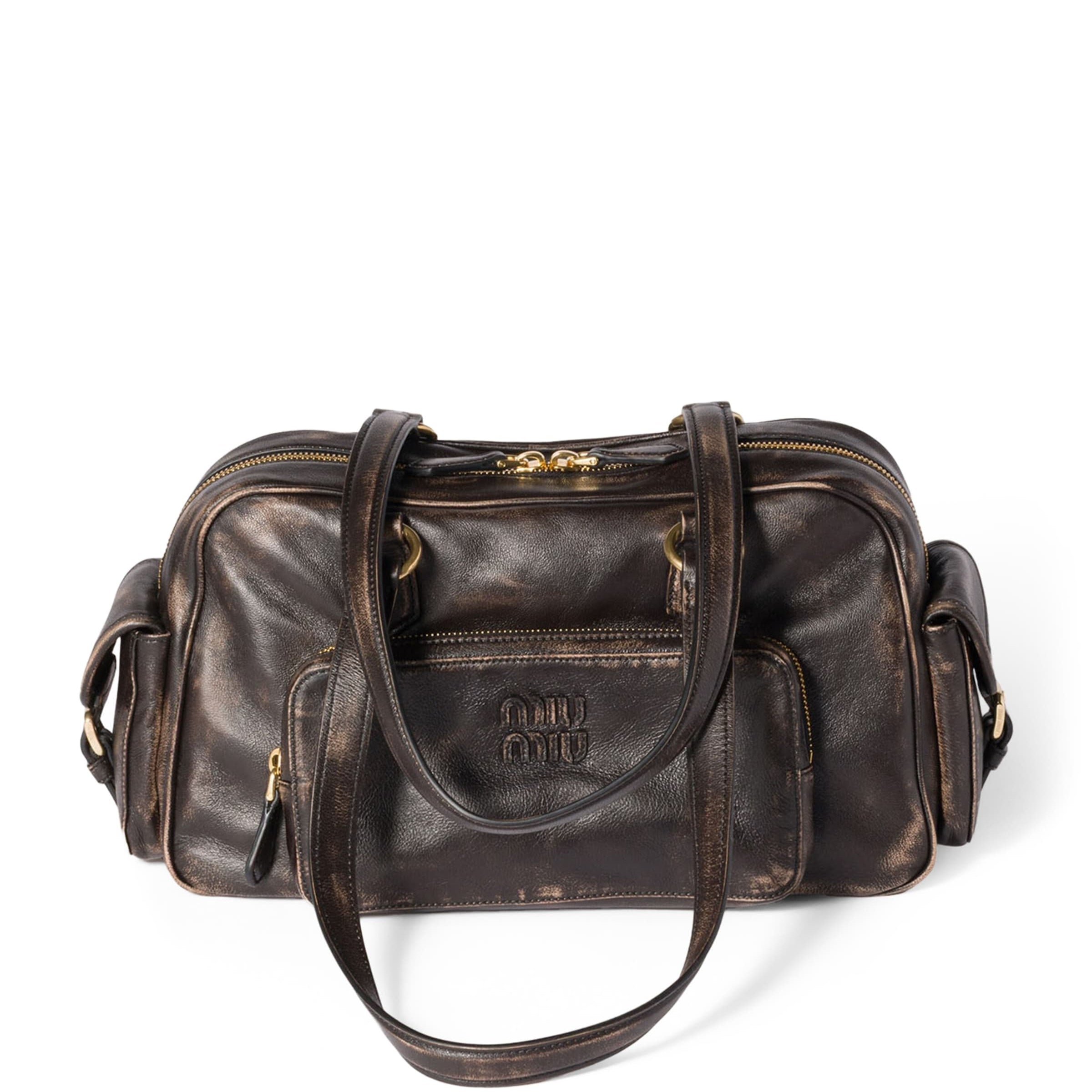 Nappa Leather Pocket Top-Handle Bag