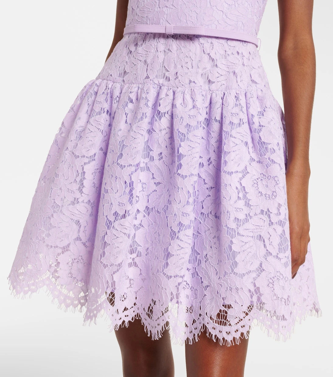 Self-Portrait - Belted lace minidress