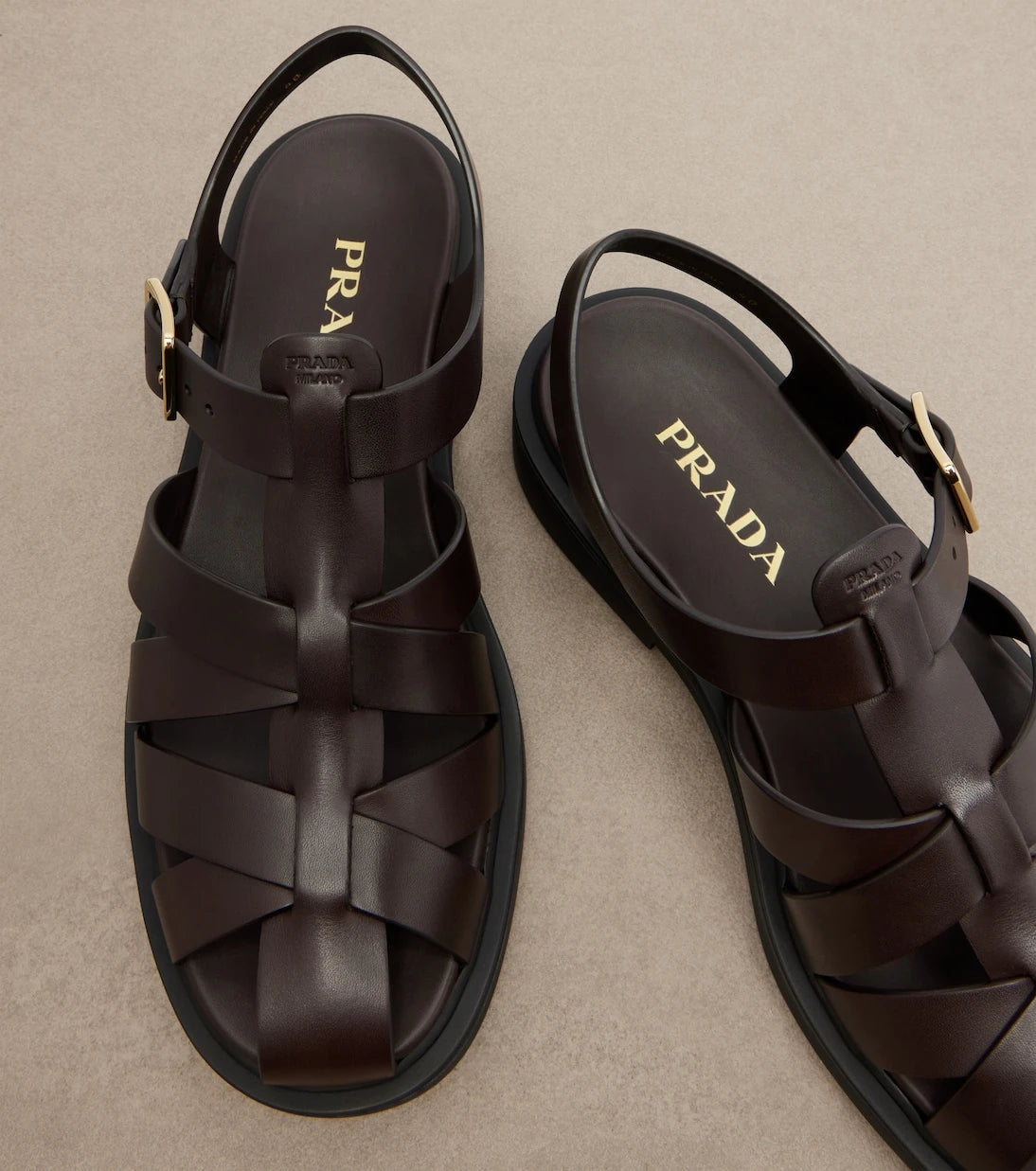 Prada - Deri balıkçı sandaletler