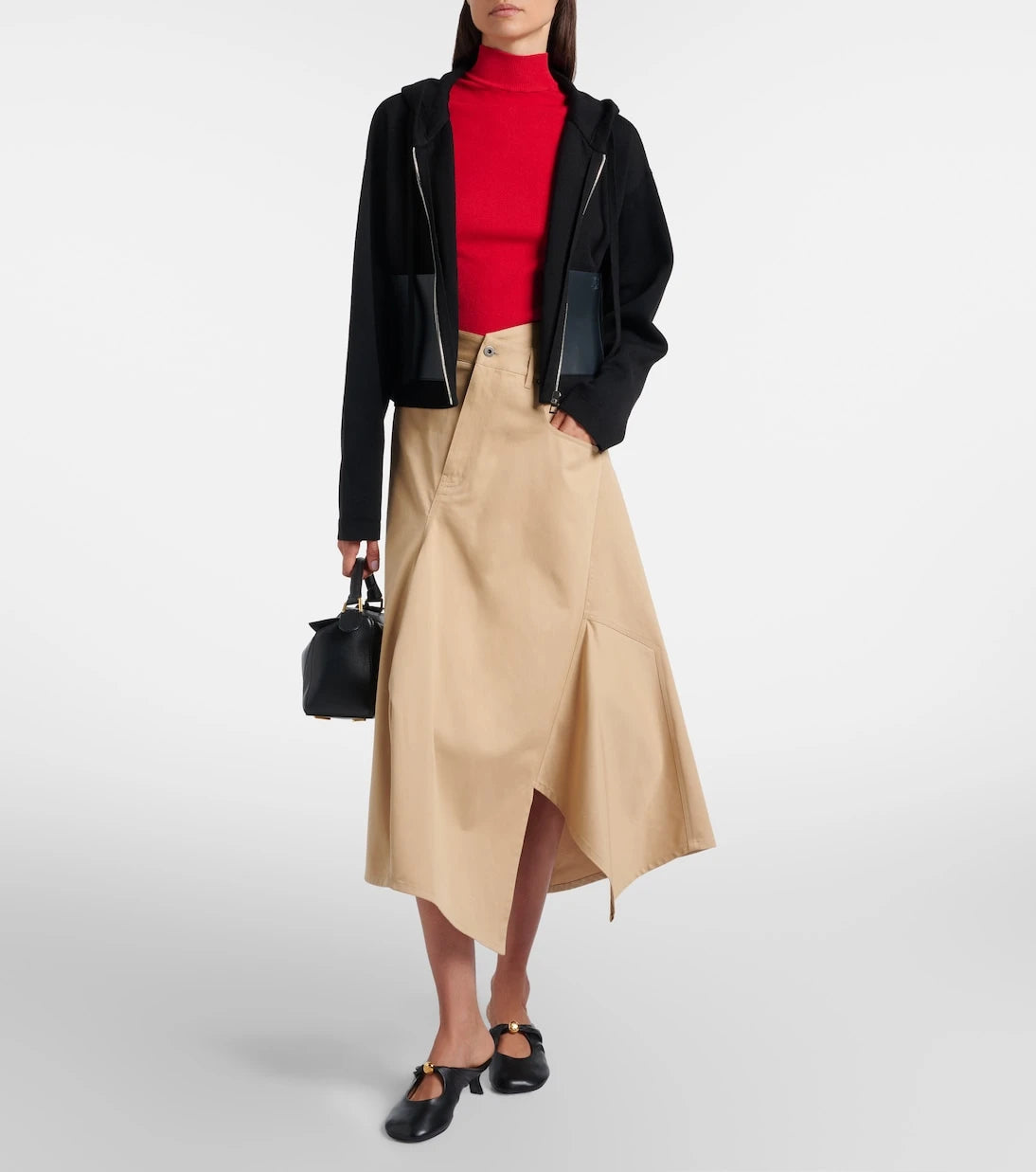 Loewe - Leather-trimmed wool hoodie