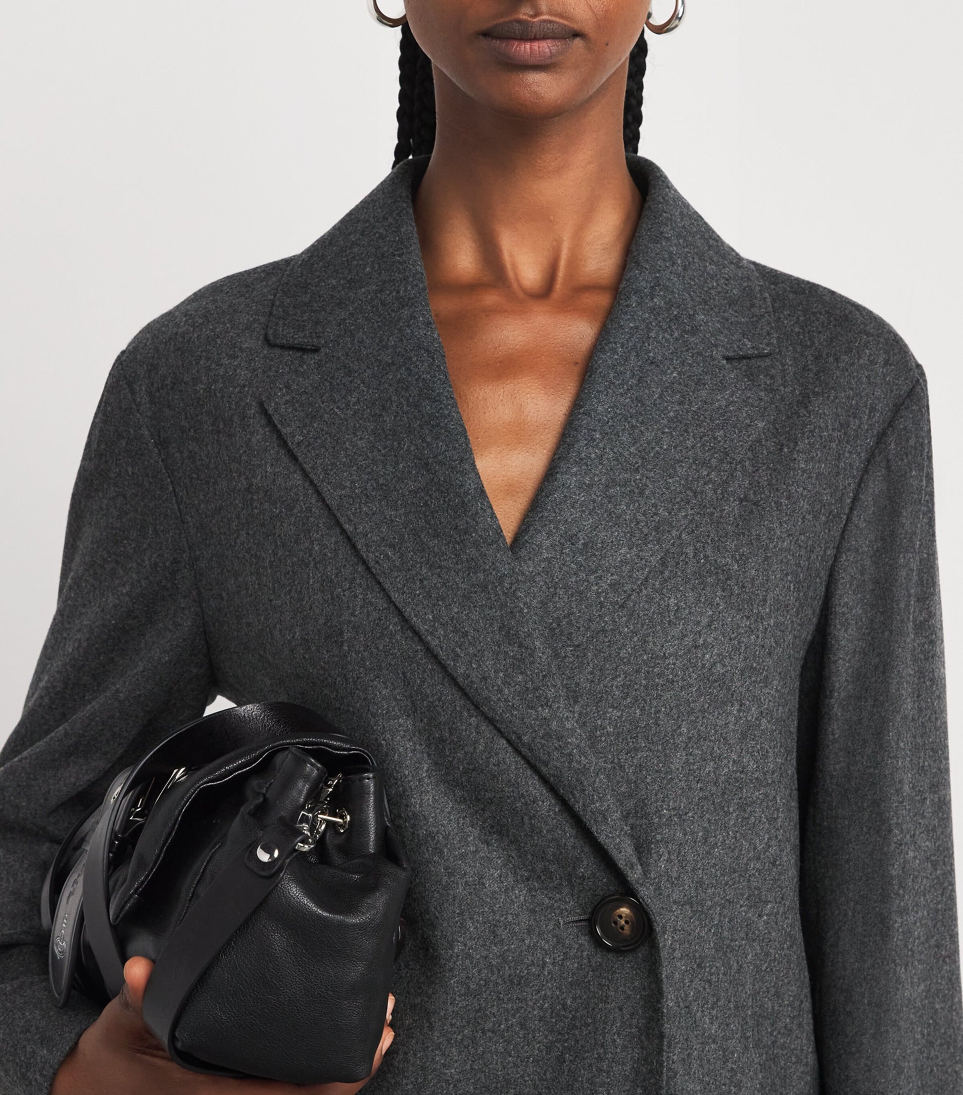 Max Mara Grey Virgin Wool Double-Breasted Jacket