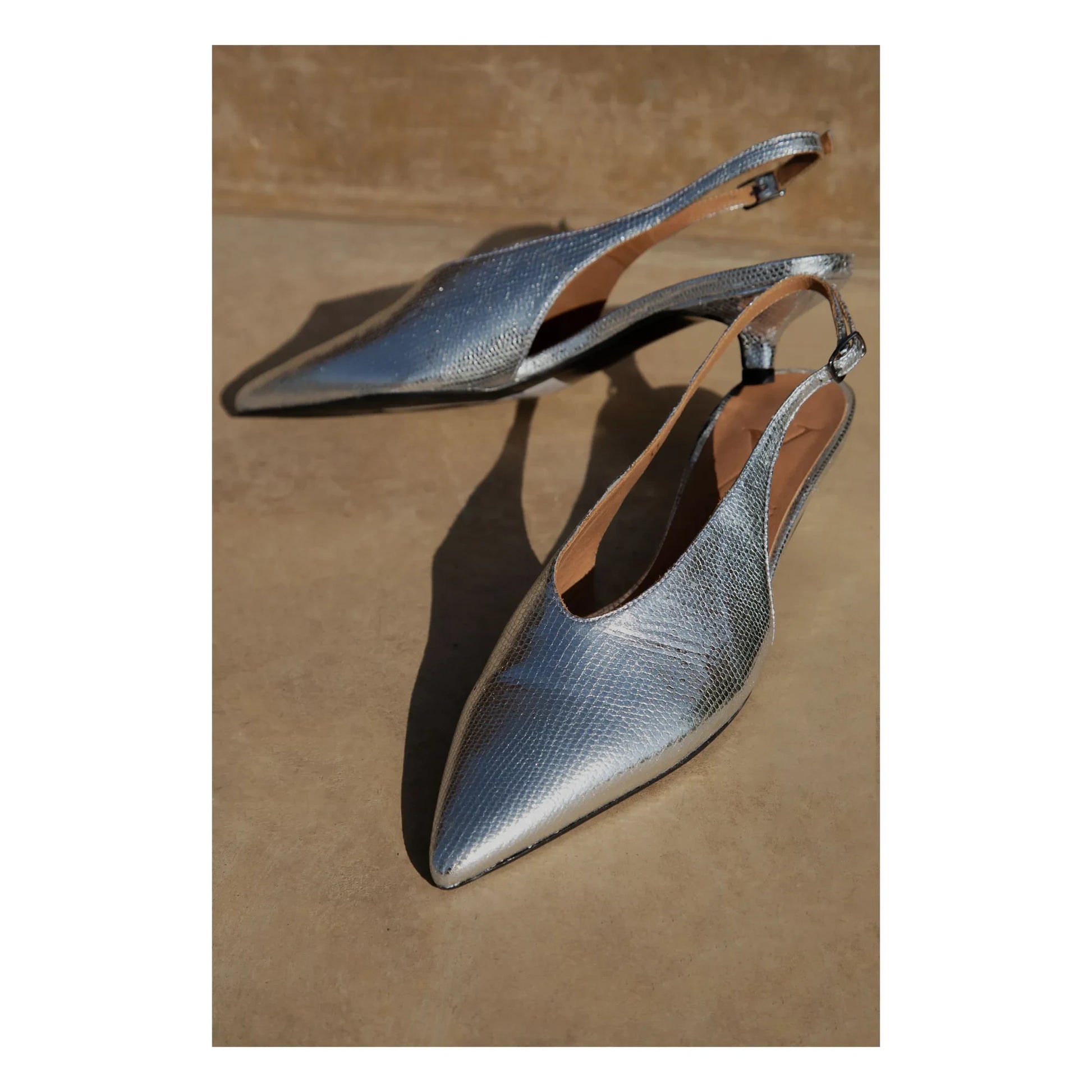 Lachoix - Metallic Heel Slingback | Silver