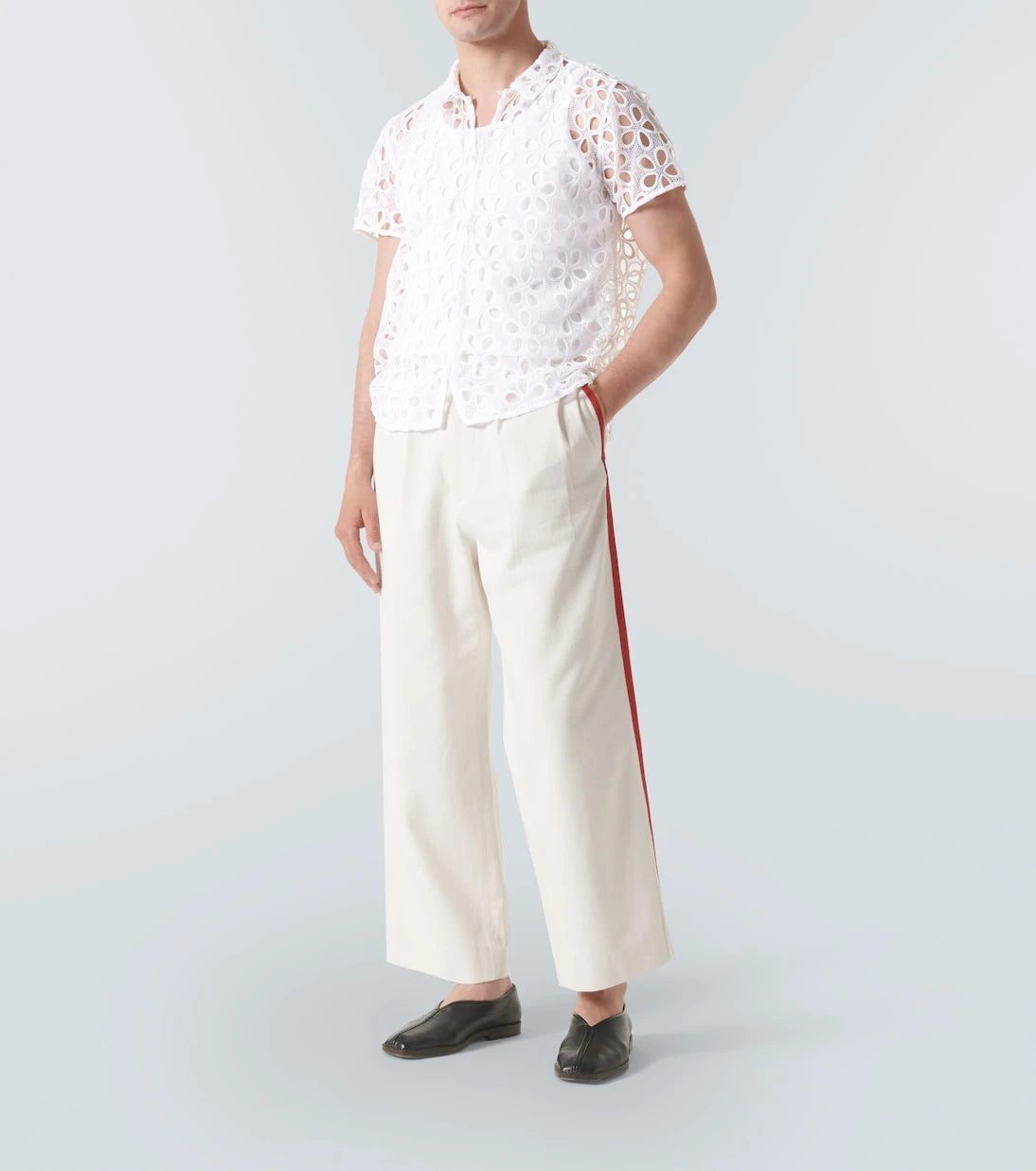 Bode - Primrose floral lace shirt