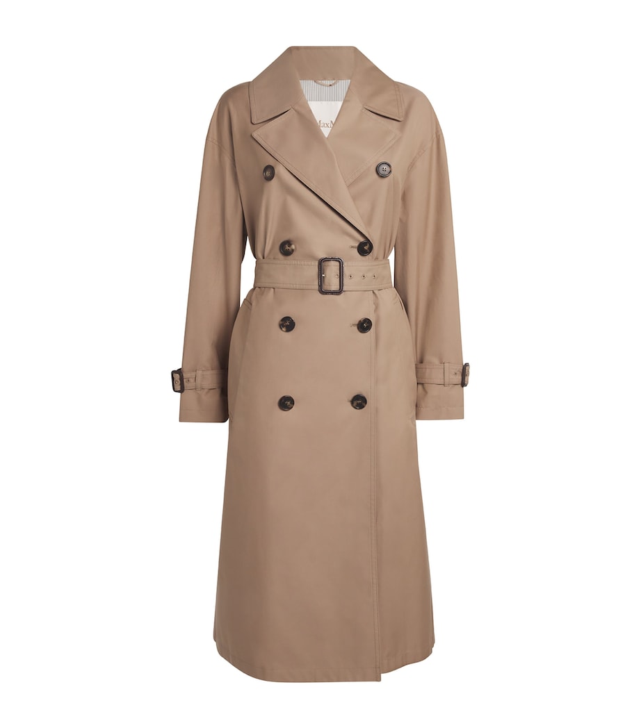 Max Mara Beige Water-Repellent Cotton Twill Trench Coat