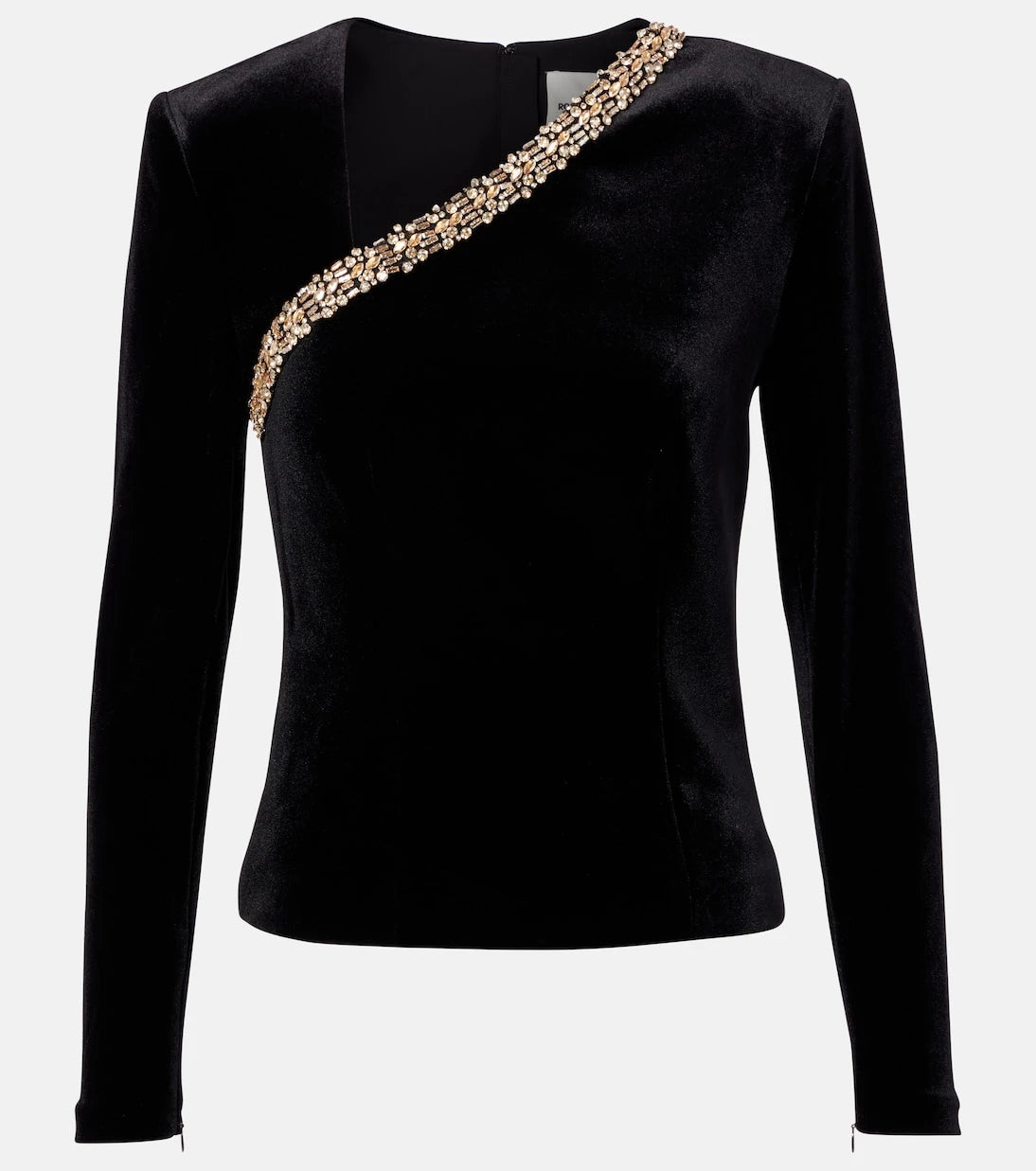Roland Mouret - Asymmetric embellished velvet top