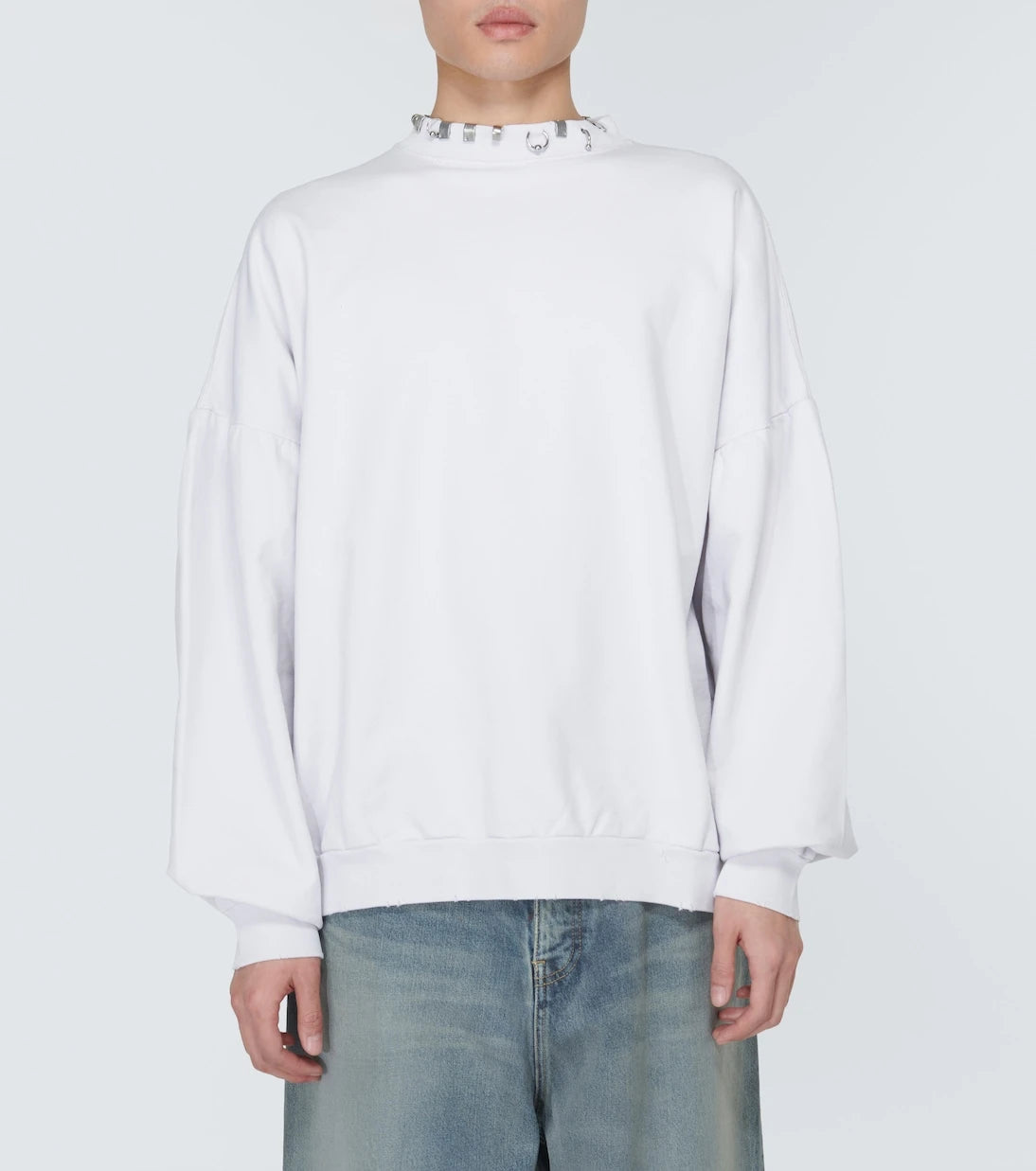 Balenciaga - سويت شيرت صوف مثقوب مستدير