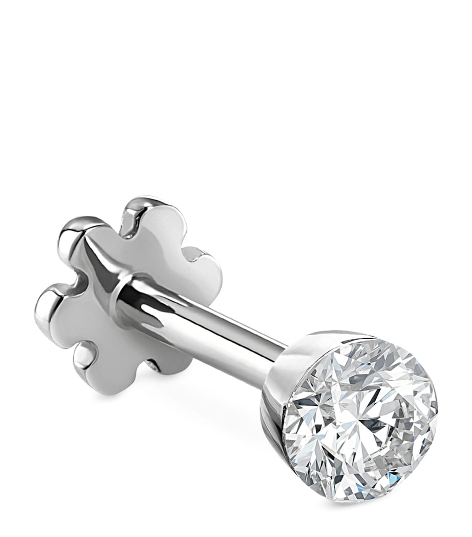 White Gold Invisible Set Diamond Threaded Stud Earring (2.5mm)