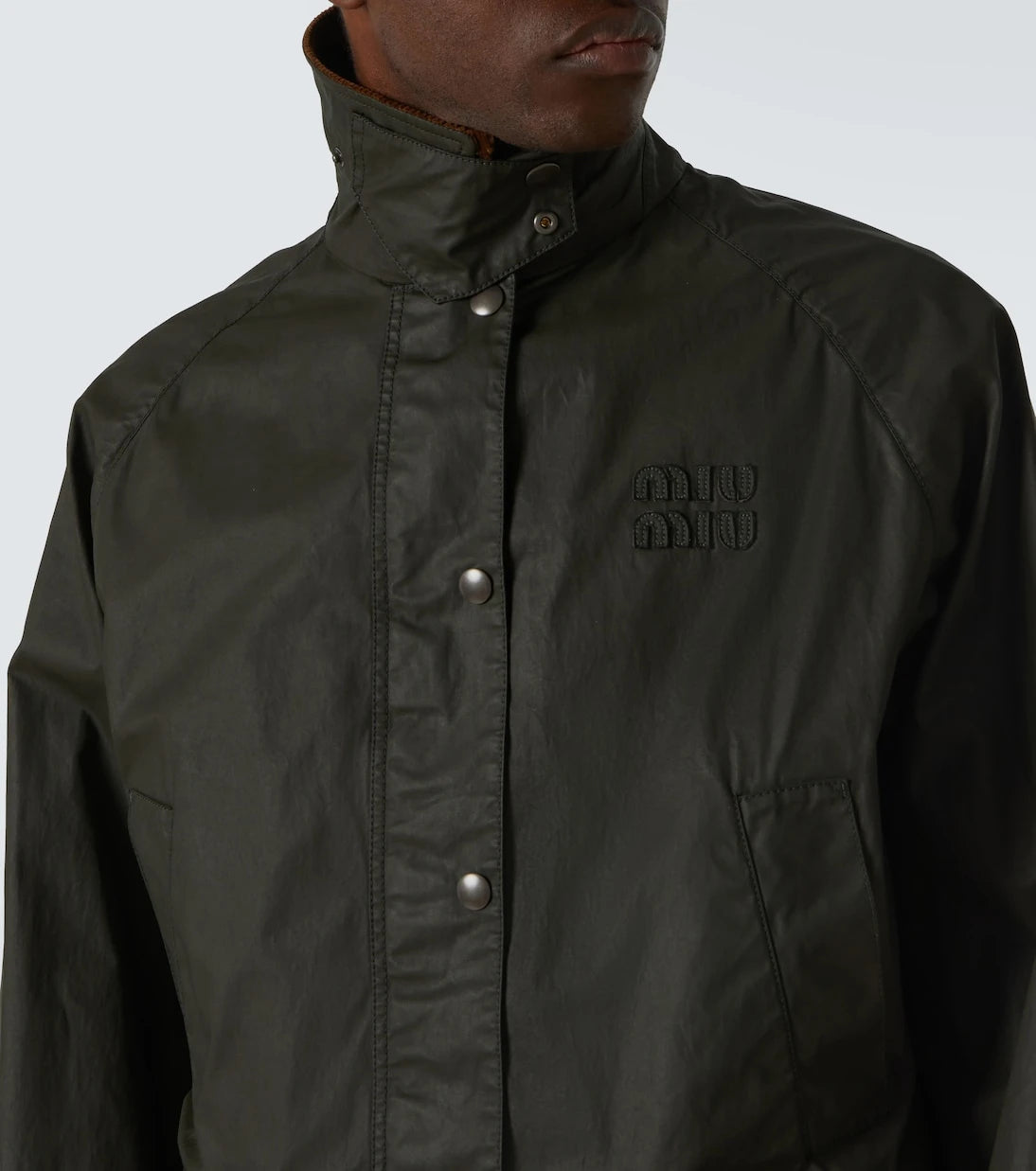 Miu Miu - Corduroy-trimmed poplin field jacket