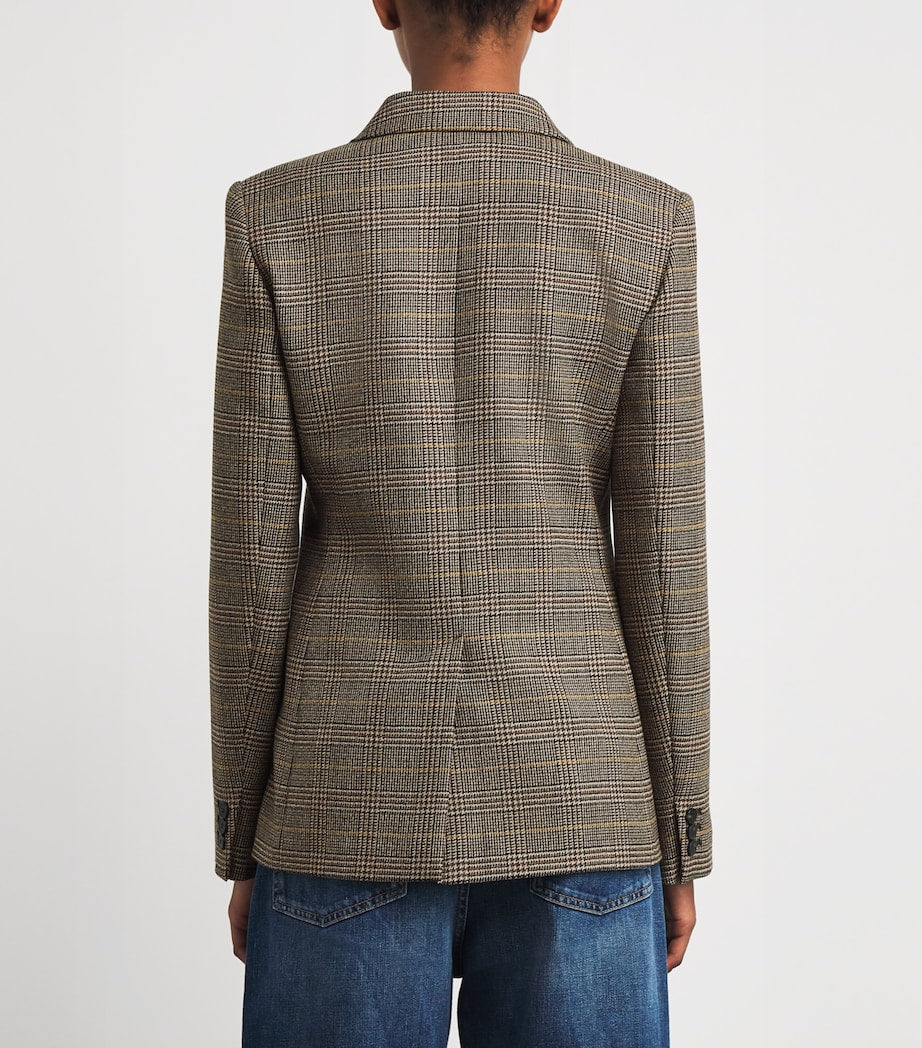 Wool Check Double-Breasted Blazer CHOCOLATE