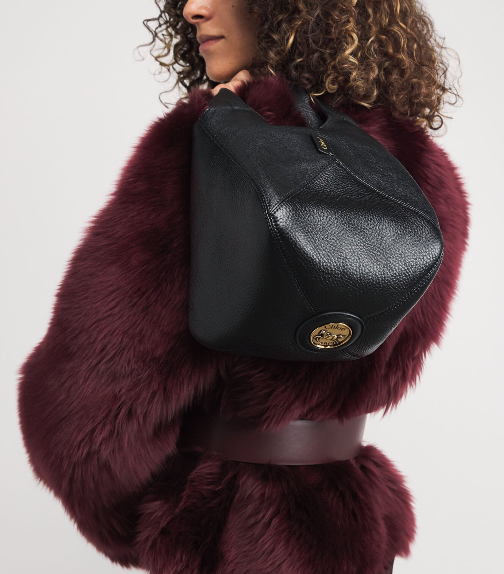 Chloé Black Small Leather Balloon Bucket Bag