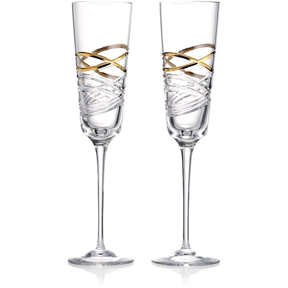 Set of 2 Glass Mastercraft Aran Champagne Flutes (275ml)