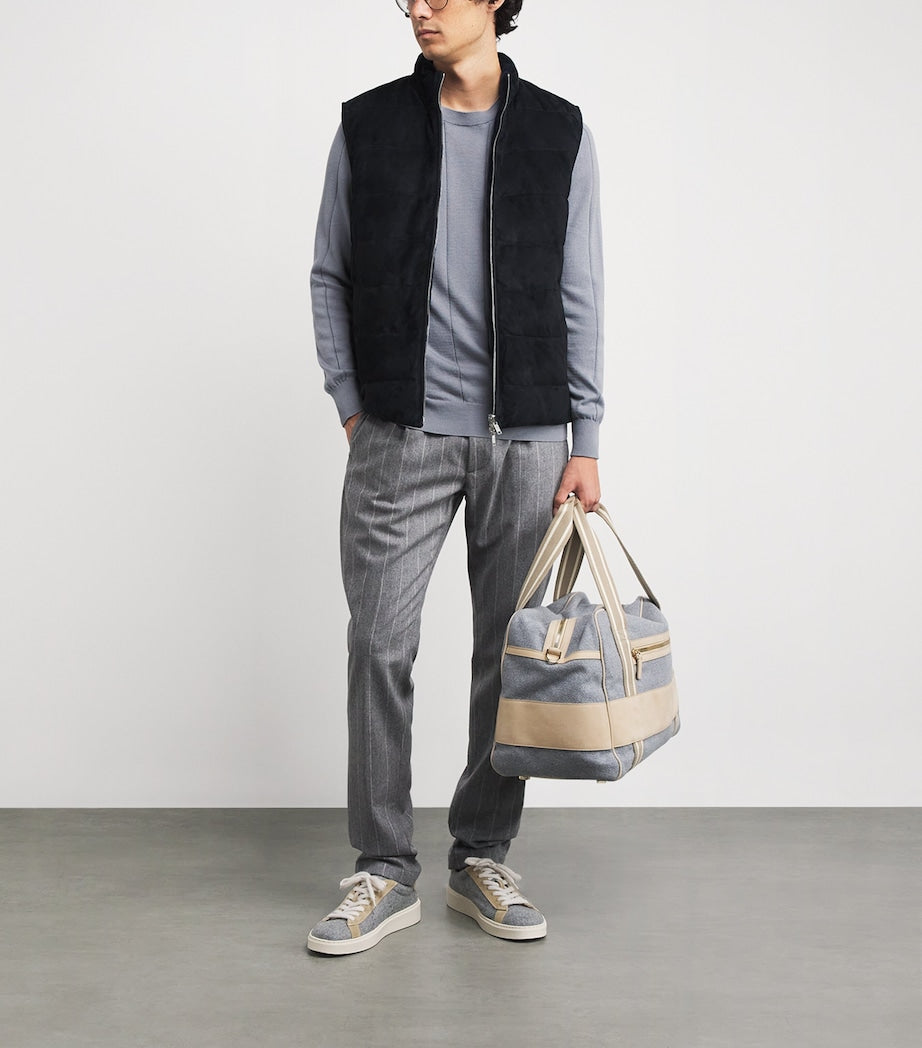 Eleventy Blue Cotton-Cashmere Ribbed Sweater