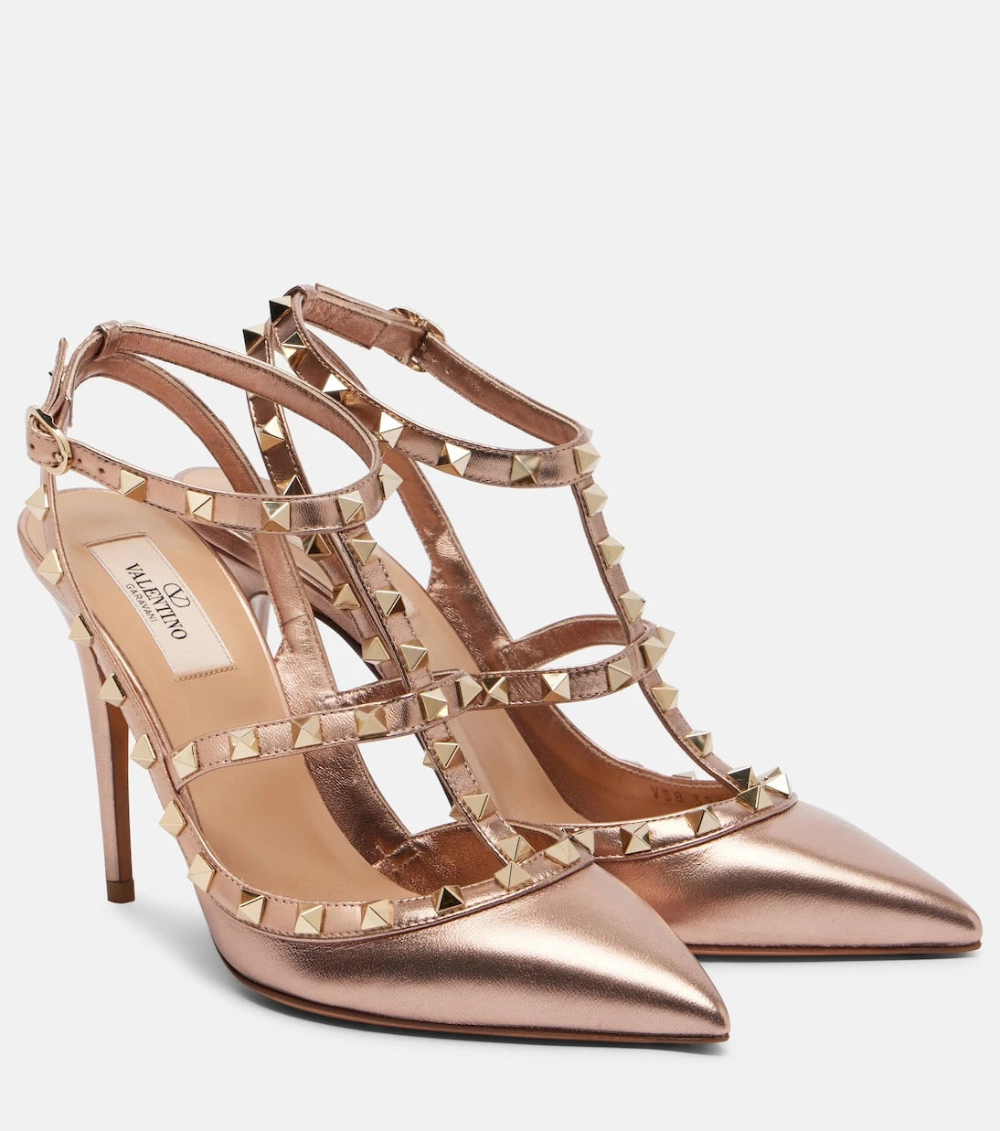Valentino Garavani - Rockstud 100 metallic leather pumps