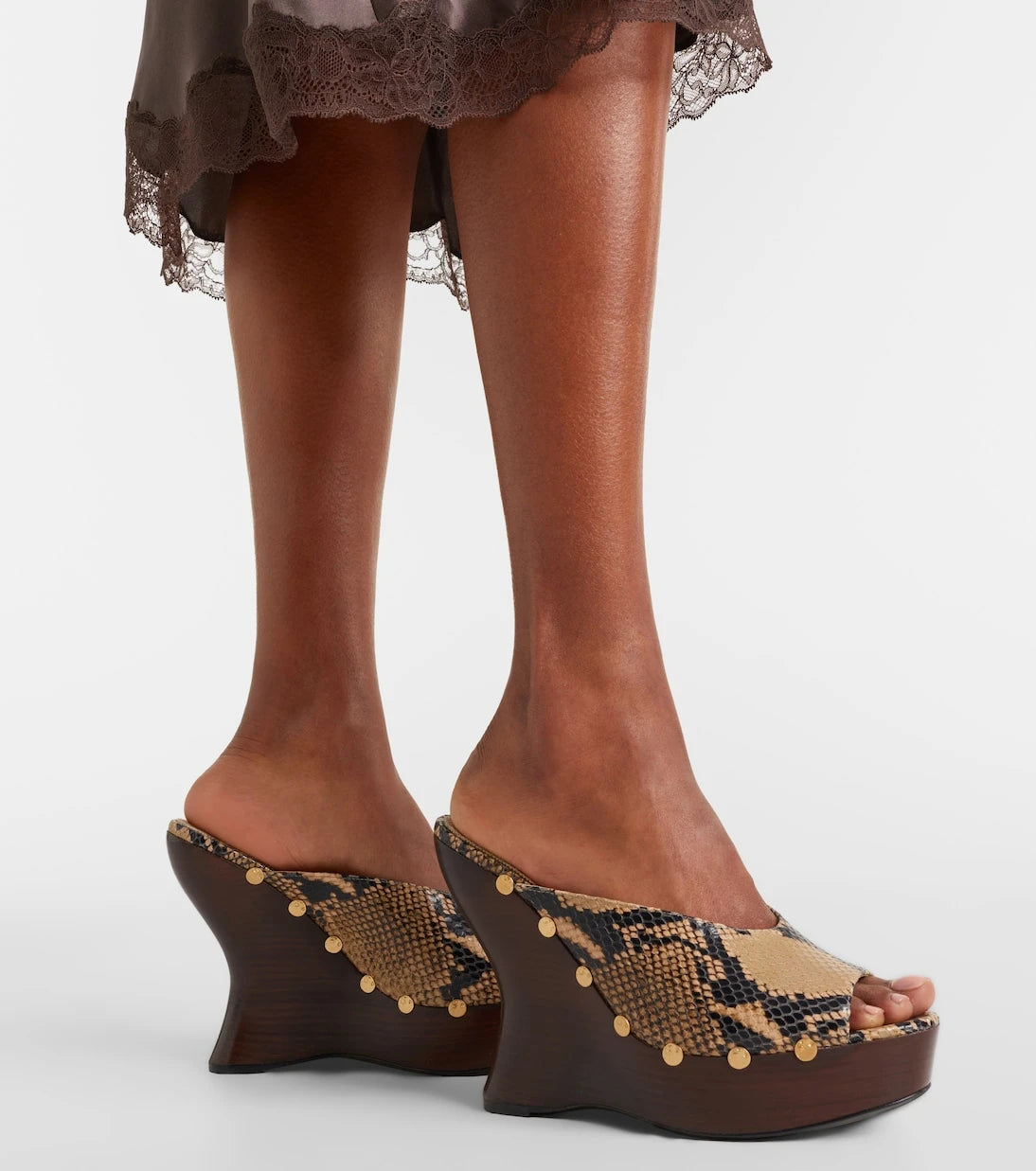 Magda Butrym - Snake-effect leather wedge mules