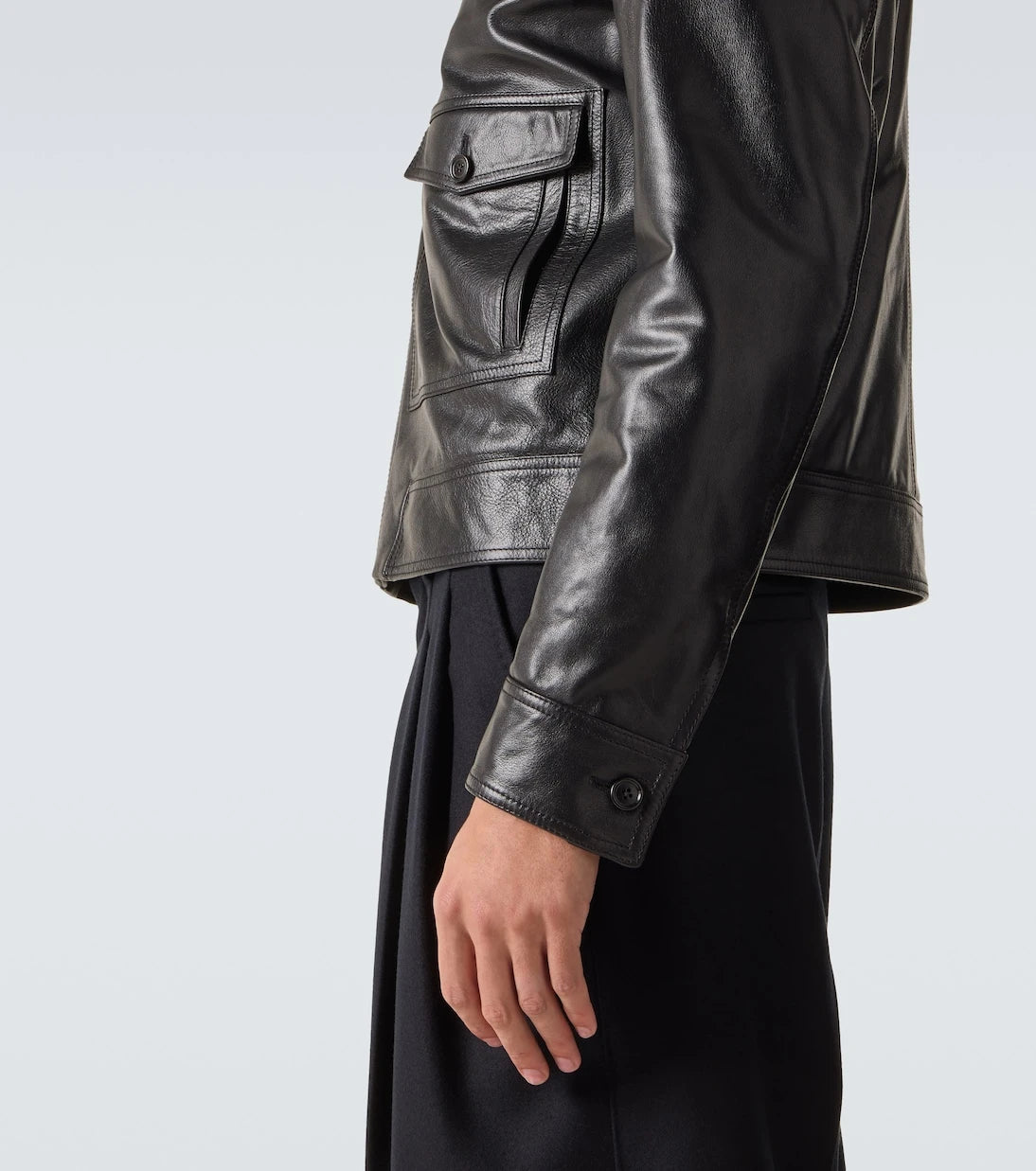 Dolce&Gabbana - Shearling-trimmed leather jacket
