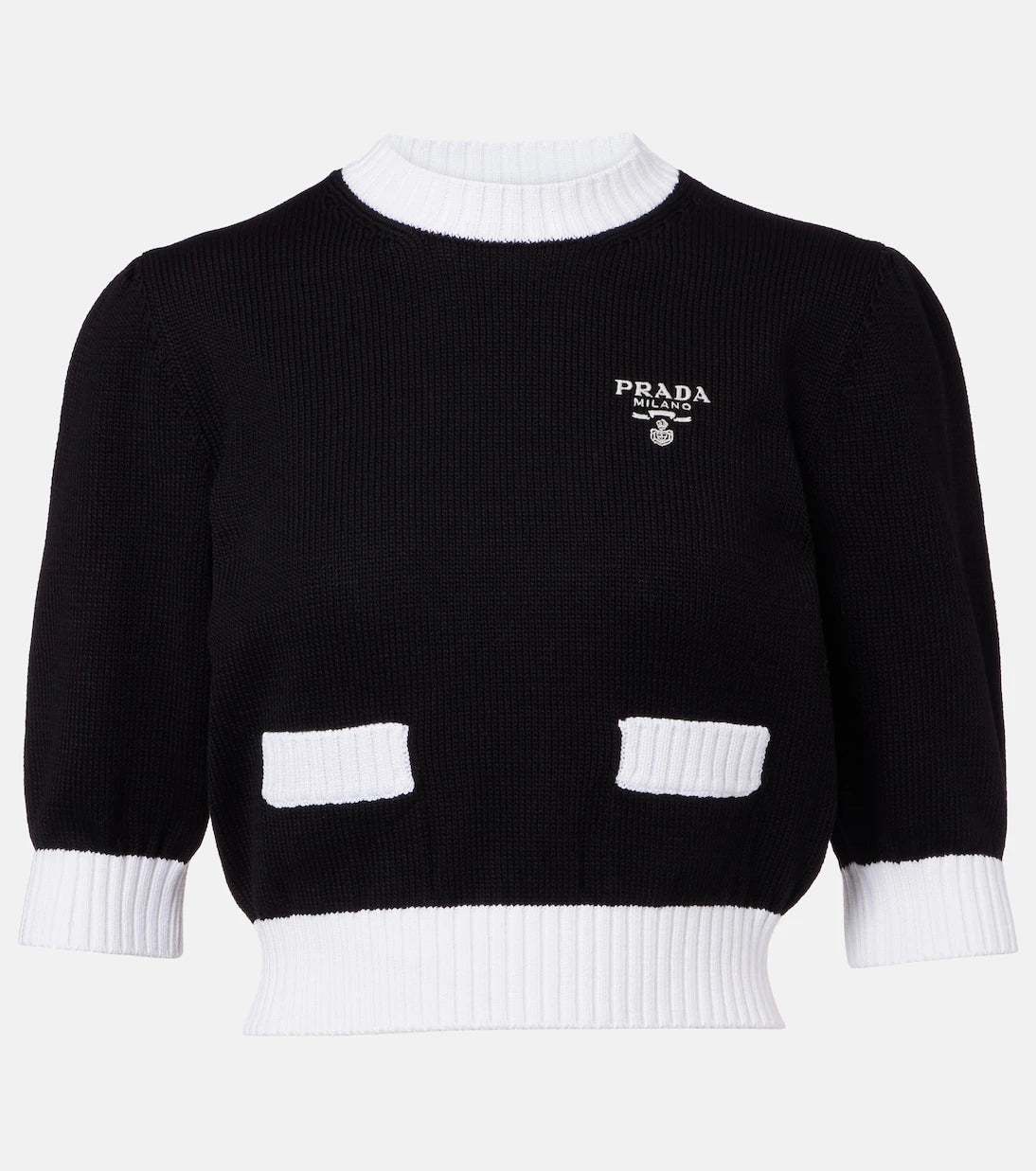 Prada - Waffle-knit cropped cotton sweater