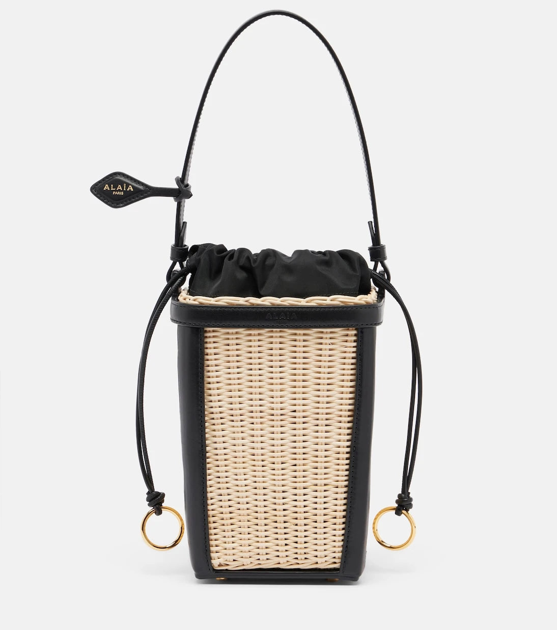 Alaïa - Small wicker and leather bucket bag