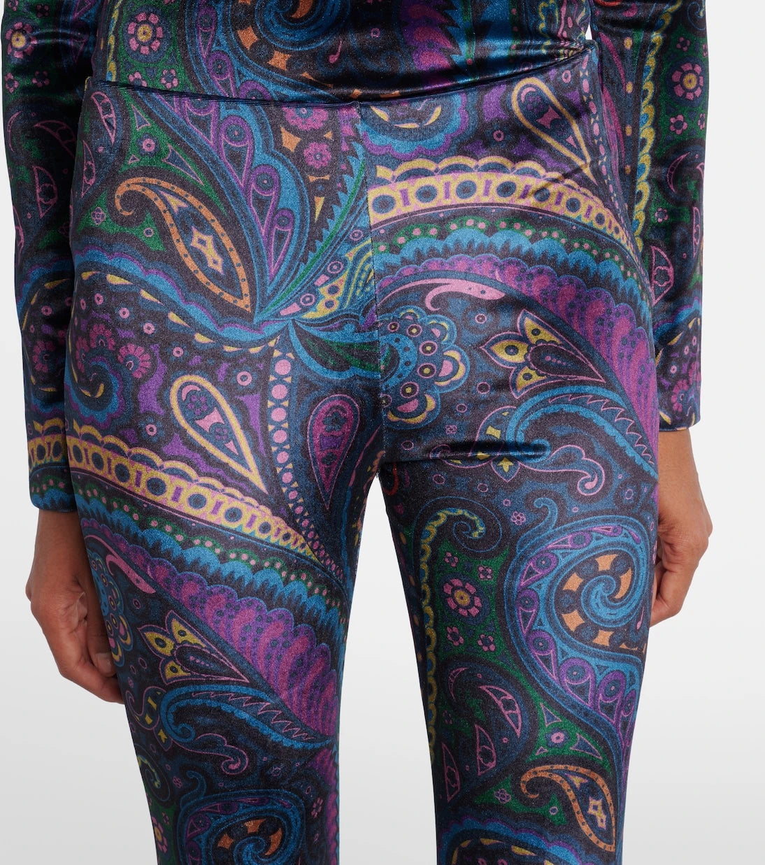 Etro - Desenli yüksek belli kadife boru paça pantolon