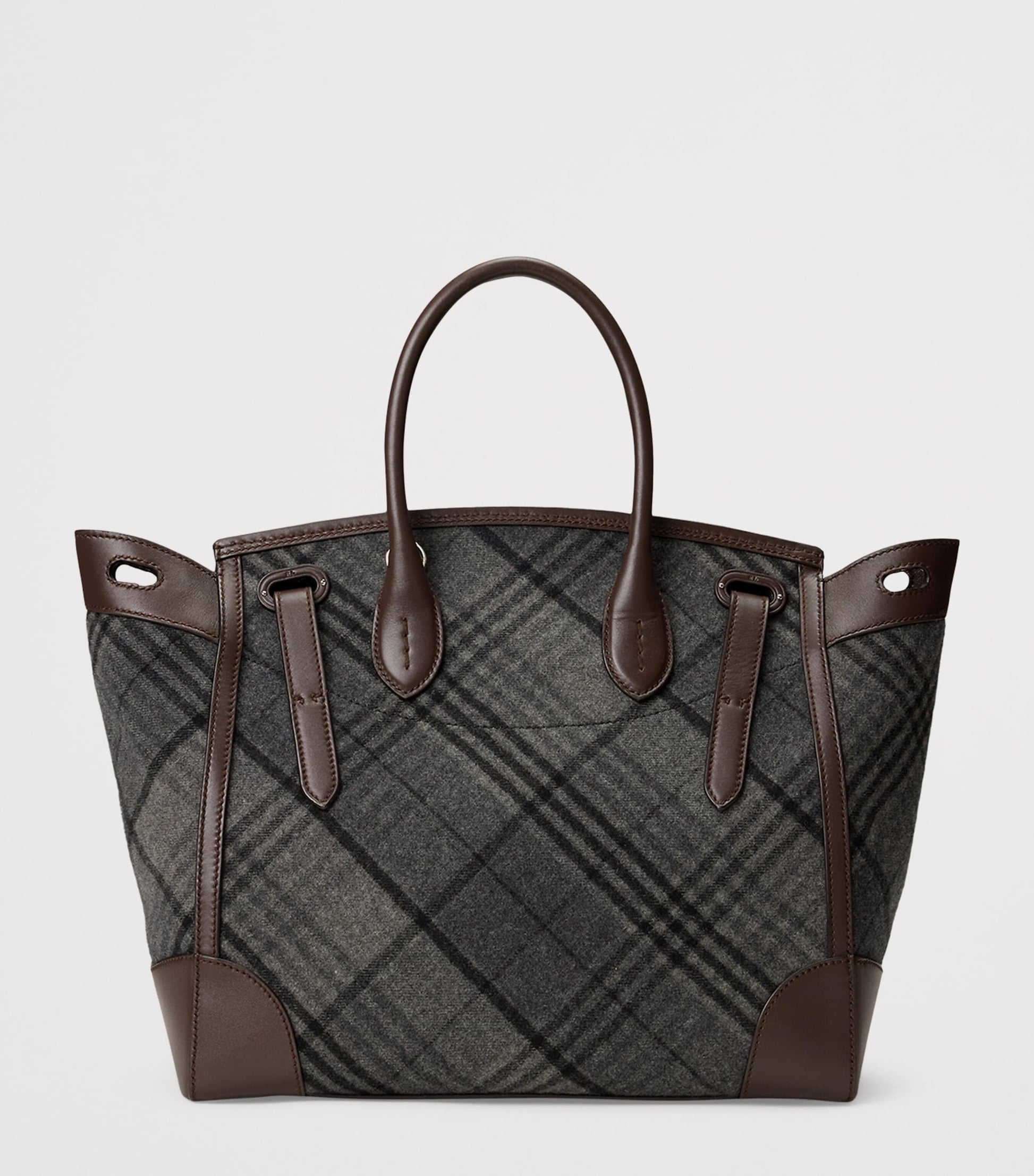 Ralph Lauren Collection Grey Wool-Leather Soft Ricky 33 Top-Handle Bag