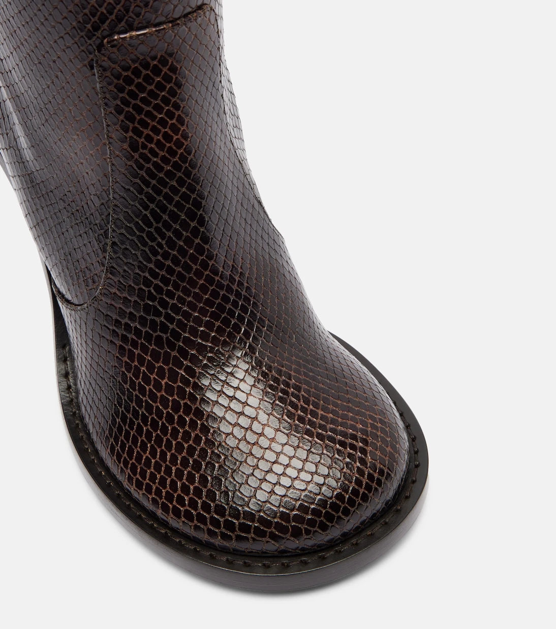 Dries Van Noten - حذاء برقبة عالية من الجلد بتأثير جلد الثعبان