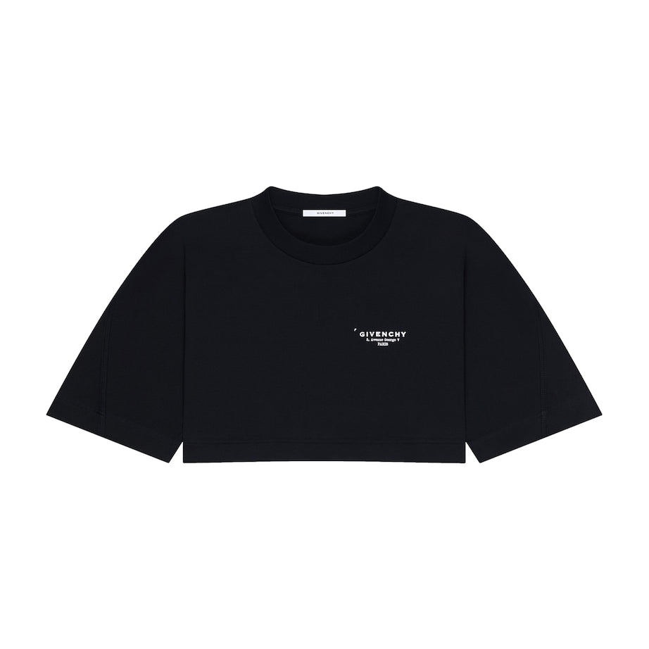 Givenchy Black Cotton Cropped Cocoon T-Shirt