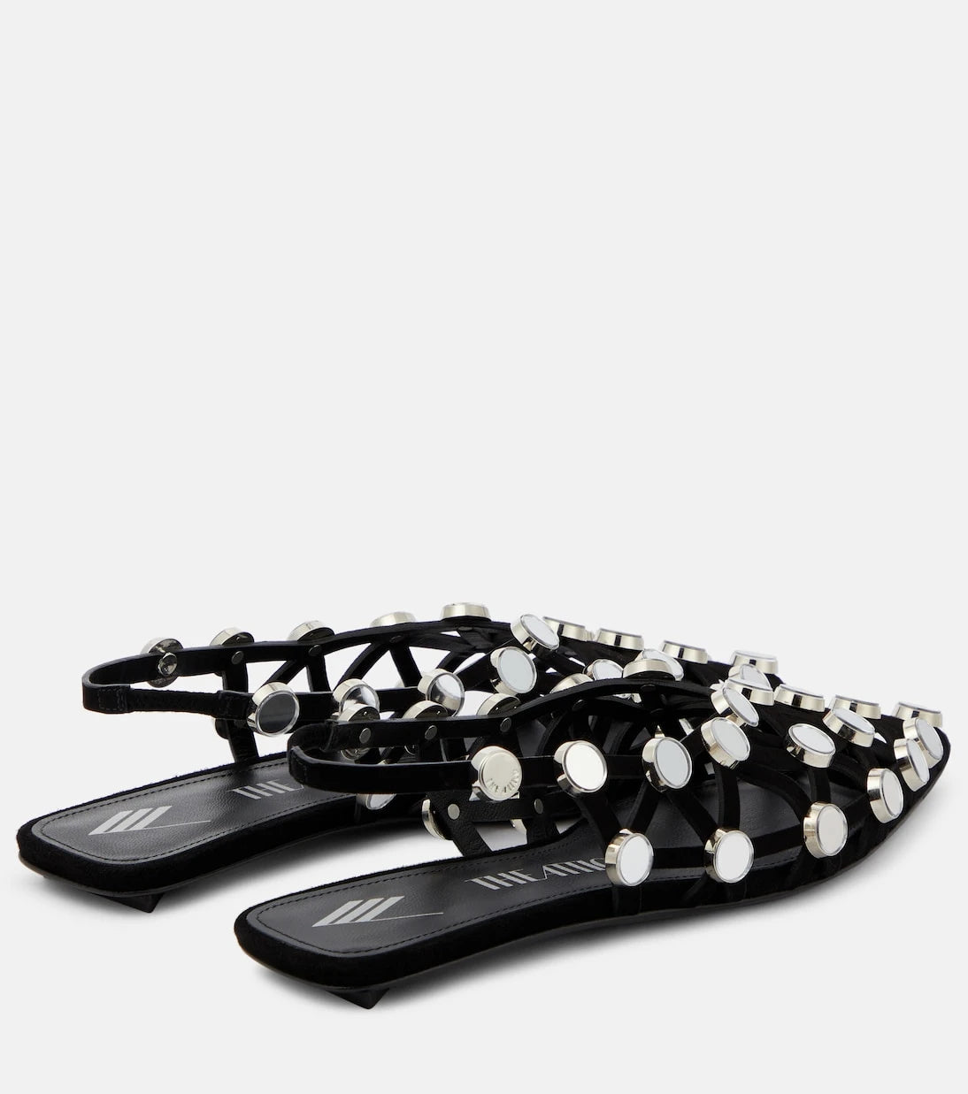 The Attico - Grid embellished suede ballet flats