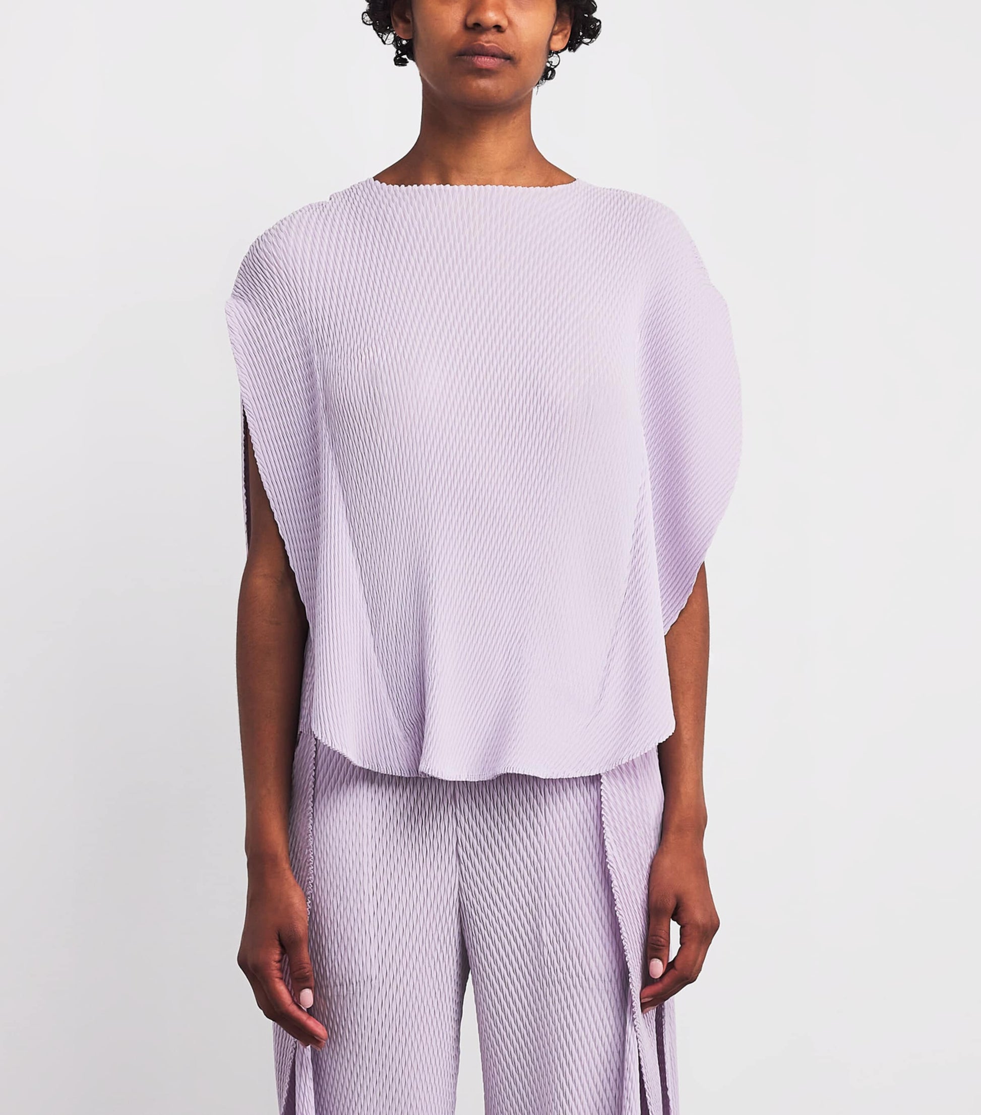 Purple Orbicular Pleats Top