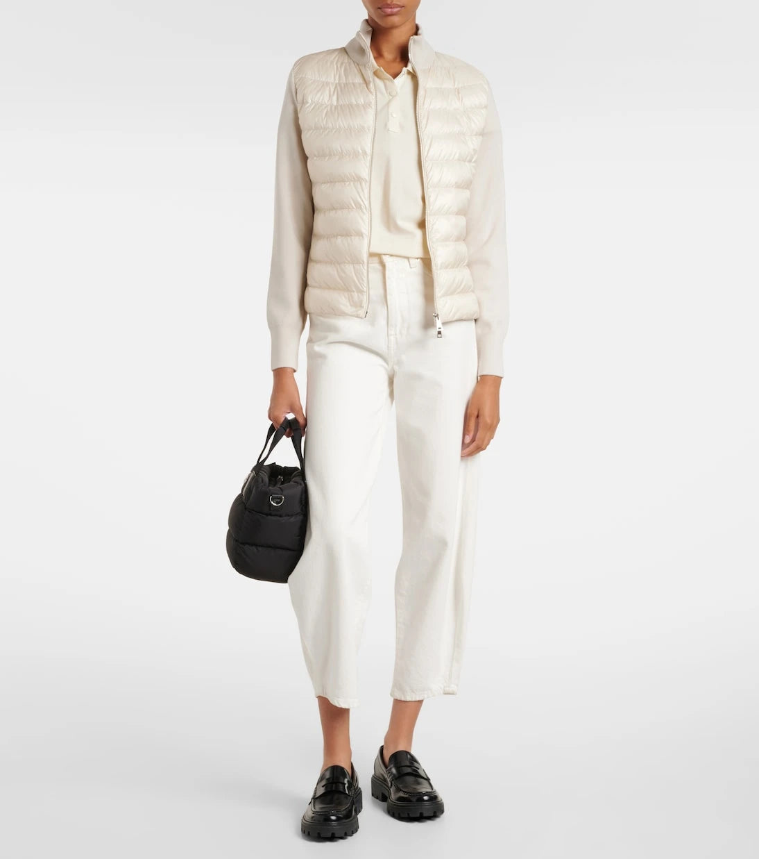 Moncler - Kuş tüyü panelli saf yün hırka