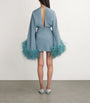 White Feather-Trim Magnifique Mini Dress