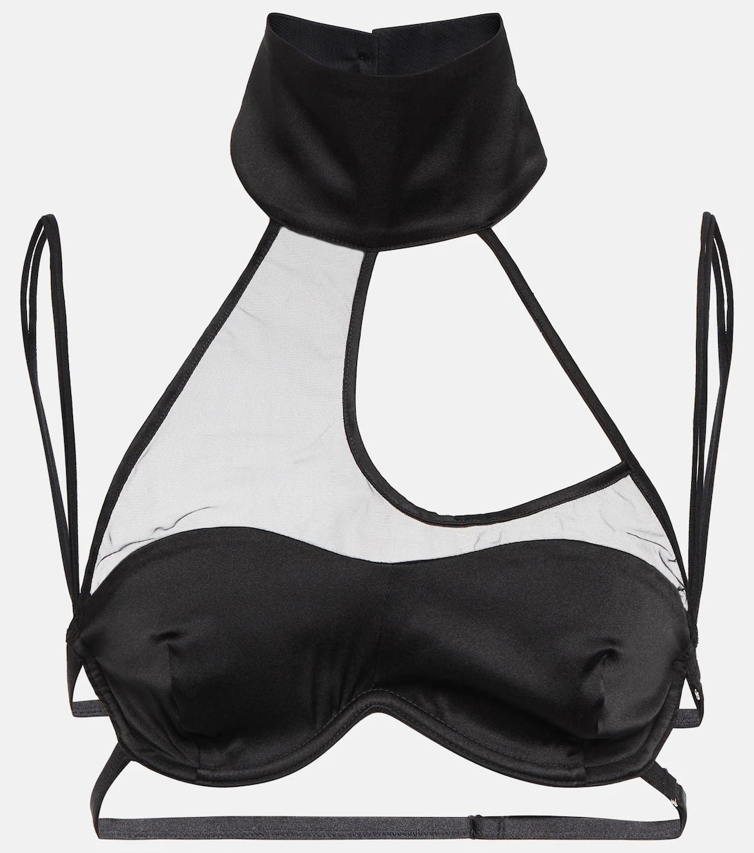 Didu - Mesh-paneled satin bralette