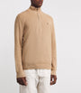 Polo Ralph Lauren Beige Cotton Quarter-Zip Sweater
