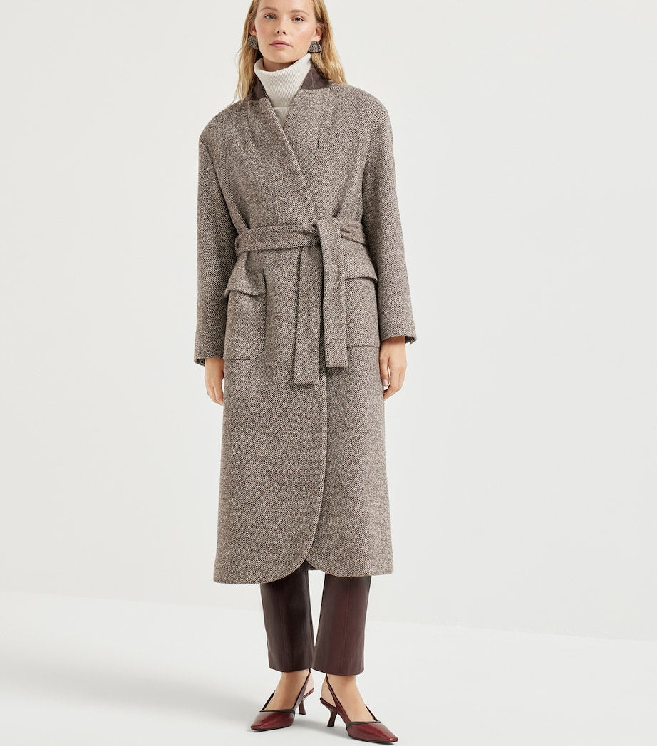 Brunello Cucinelli Brown Virgin Wool-Blend Mélange Coat