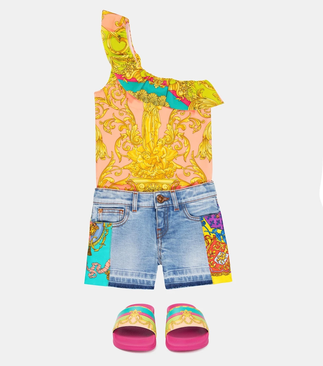 Versace Kids - Barocco printed swimsuit