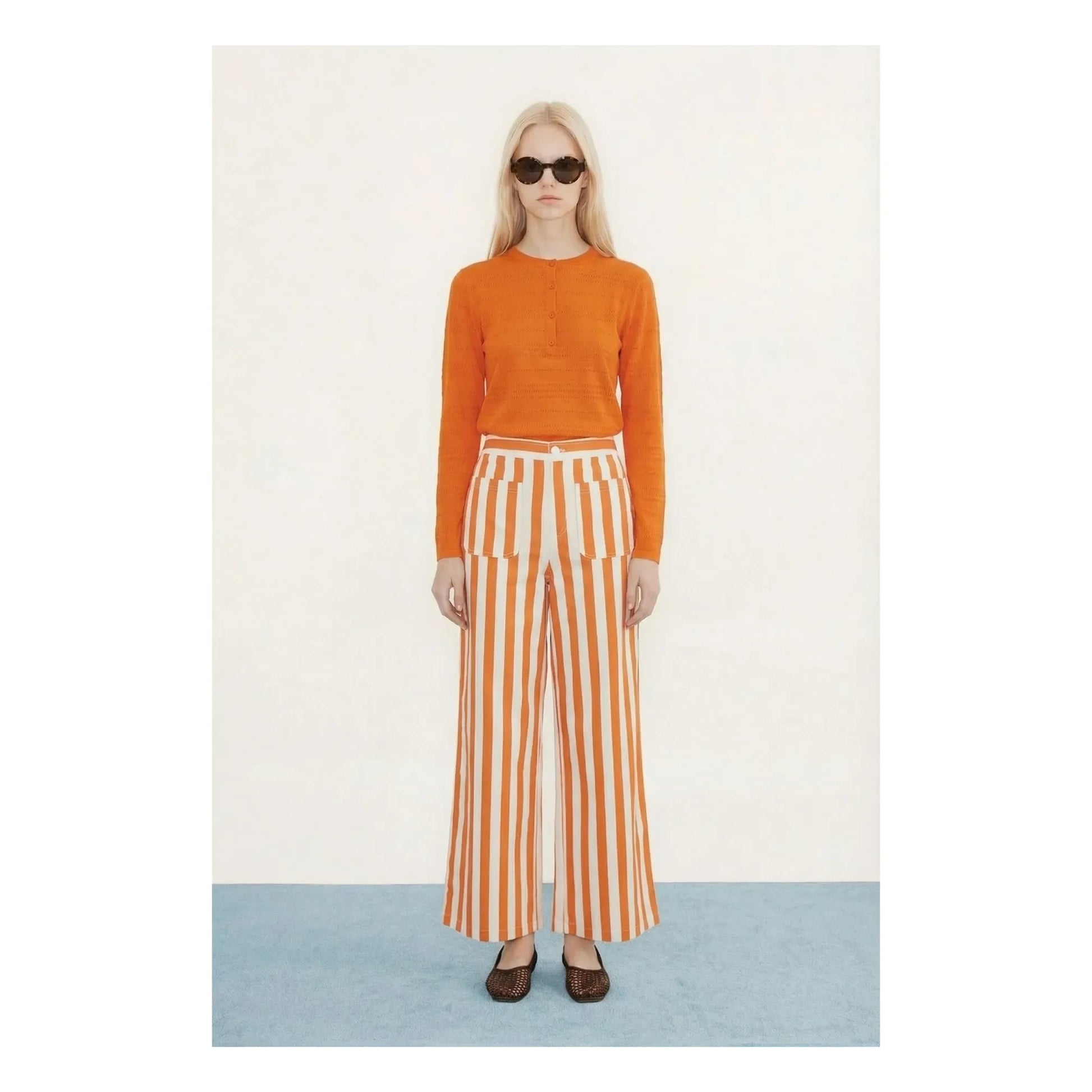 The Tiny Big Sister - Linen and cotton striped pants | Red