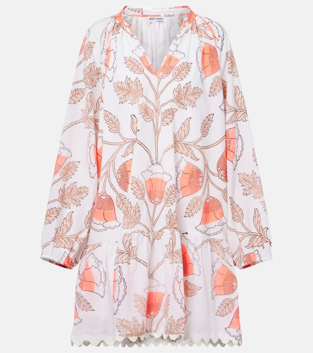 Juliet Dunn - Printed scalloped cotton minidress