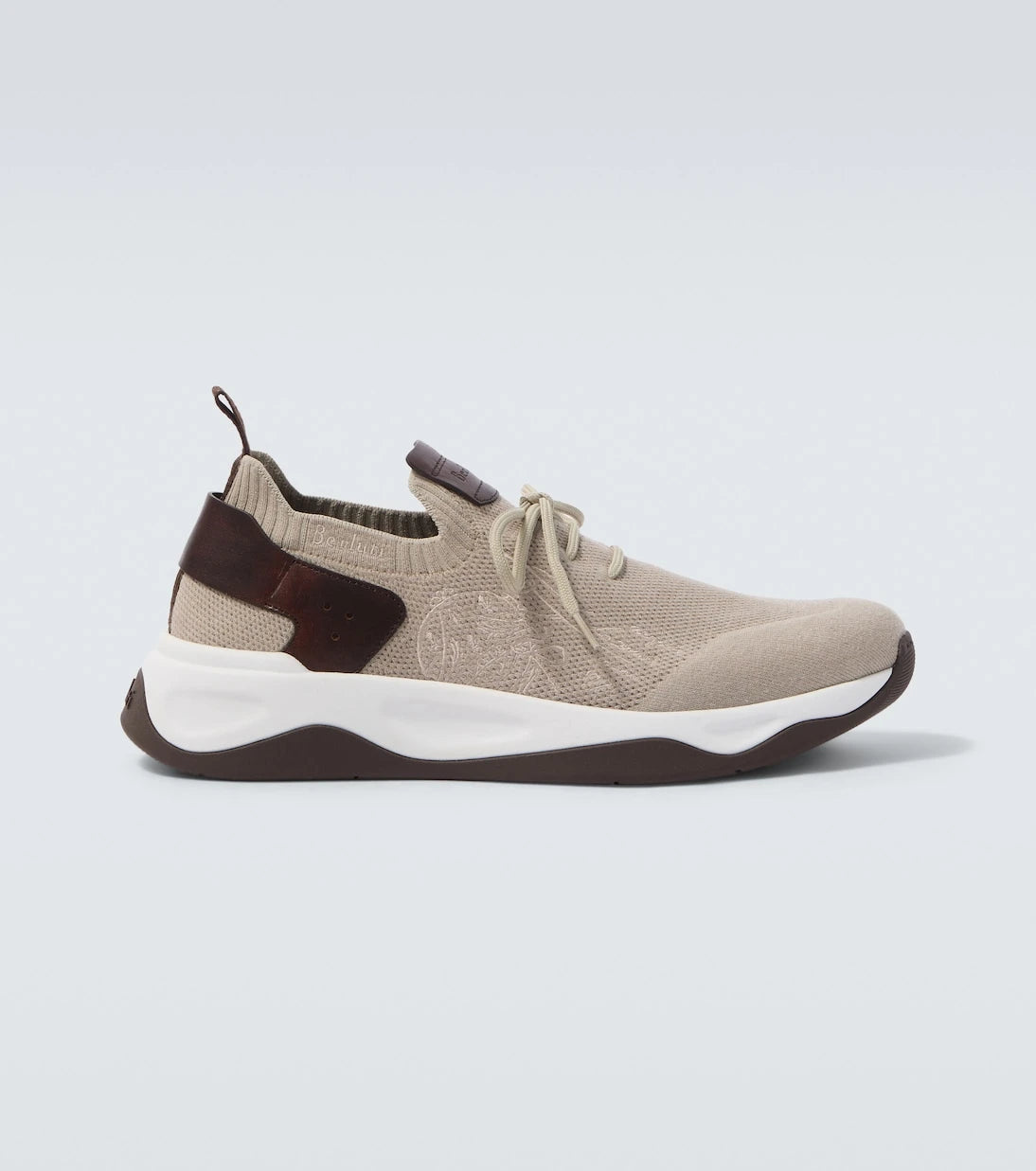 Berluti - Shadow leather-trimmed knitted sneakers