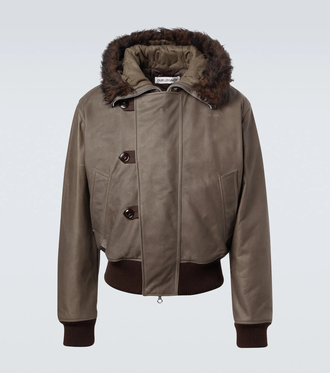 Our Legacy - جاكيت جلدي بياقة Shearling