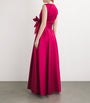 Talbot Runhof Pink Floral Tie-Waist Gown
