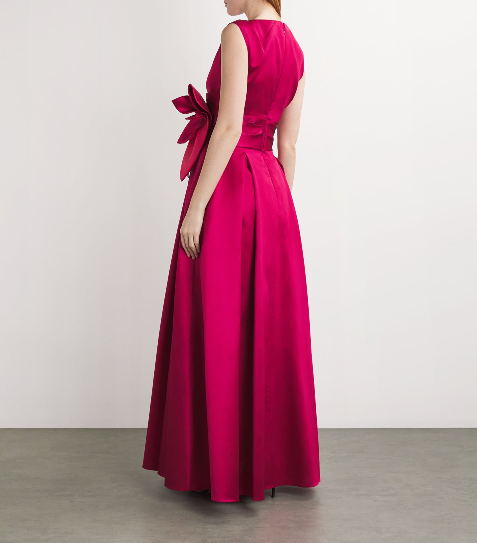 Talbot Runhof Pink Floral Tie-Waist Gown