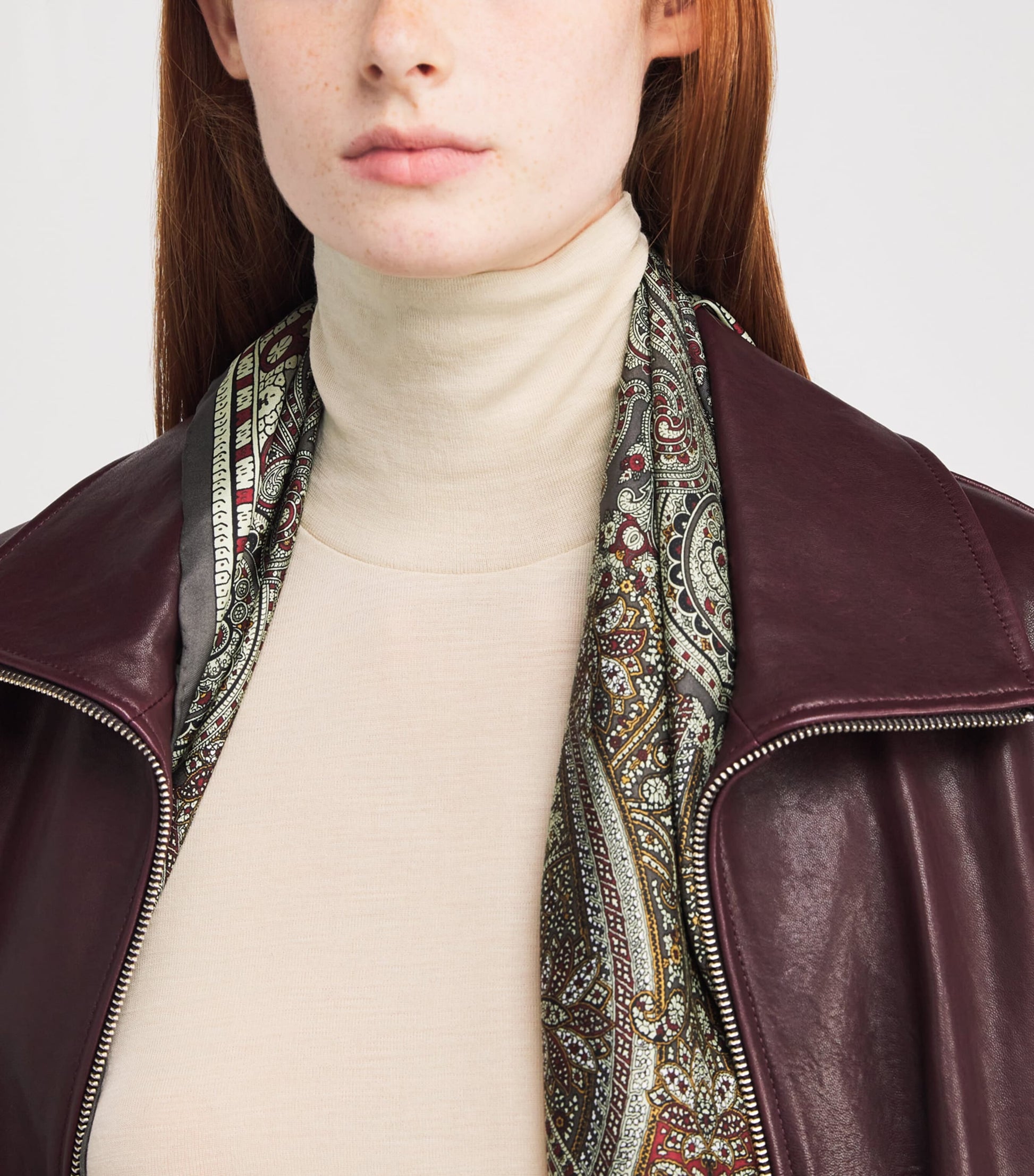 Beige Long-Sleeve Rollneck Top