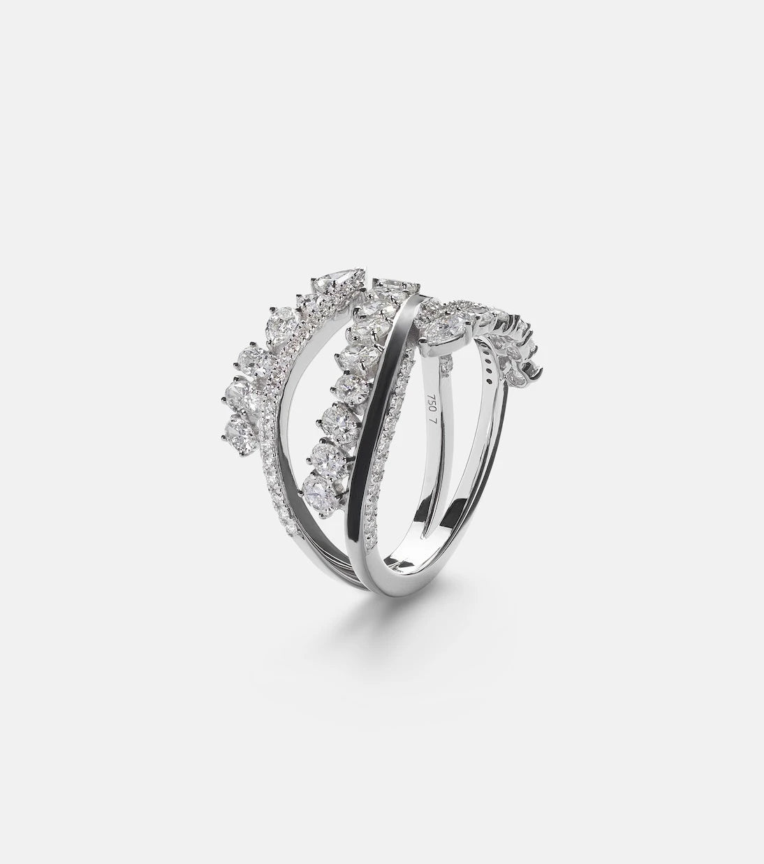Kamyen - Twist 18kt white gold and enamel ring with diamonds
