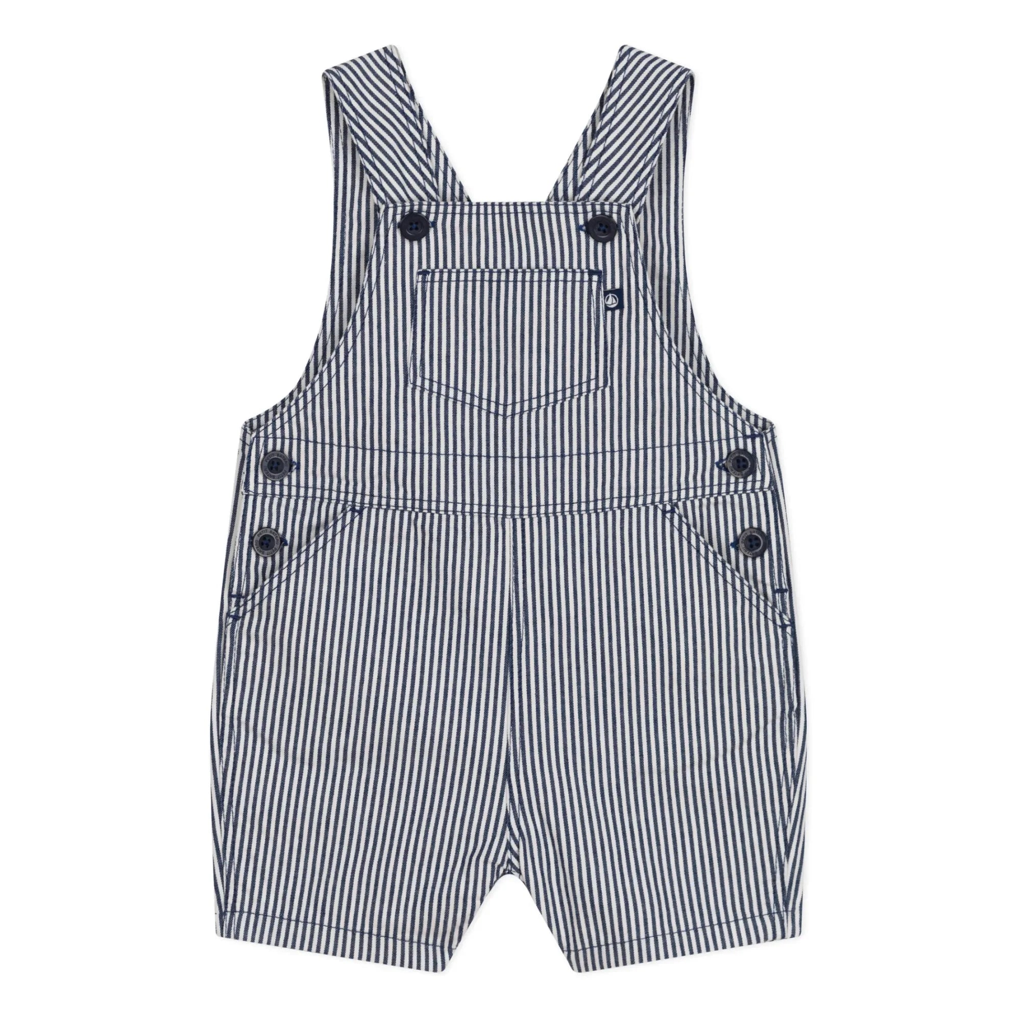 Petit Bateau - Striped Mini Dungarees | Navy blue