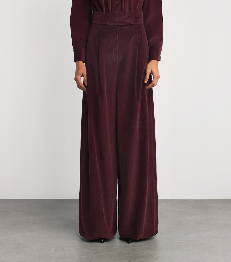 Red Corduroy Wide-Leg Trousers