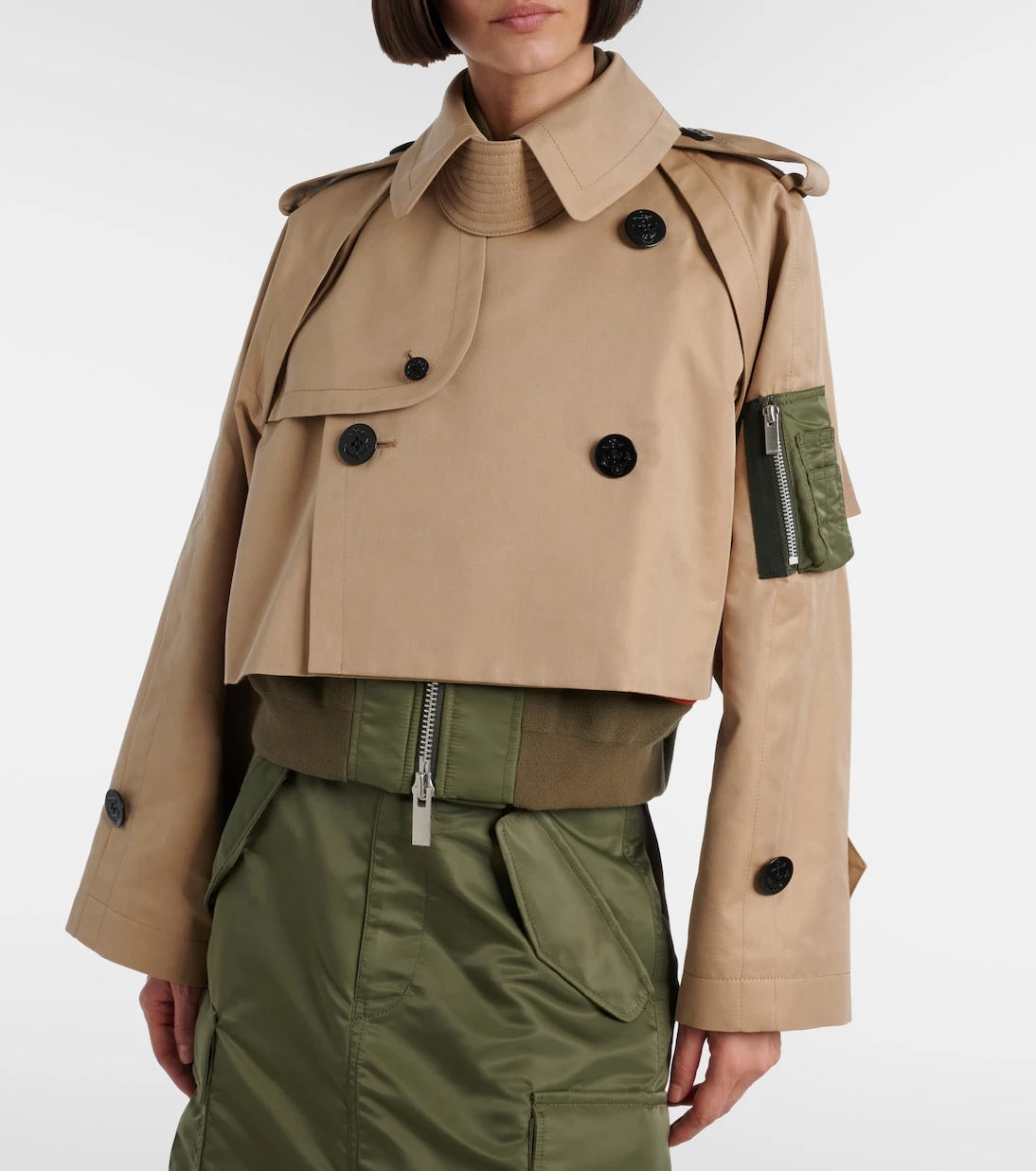 Sacai - جاكيت بومبر مبطن من مزيج القطن