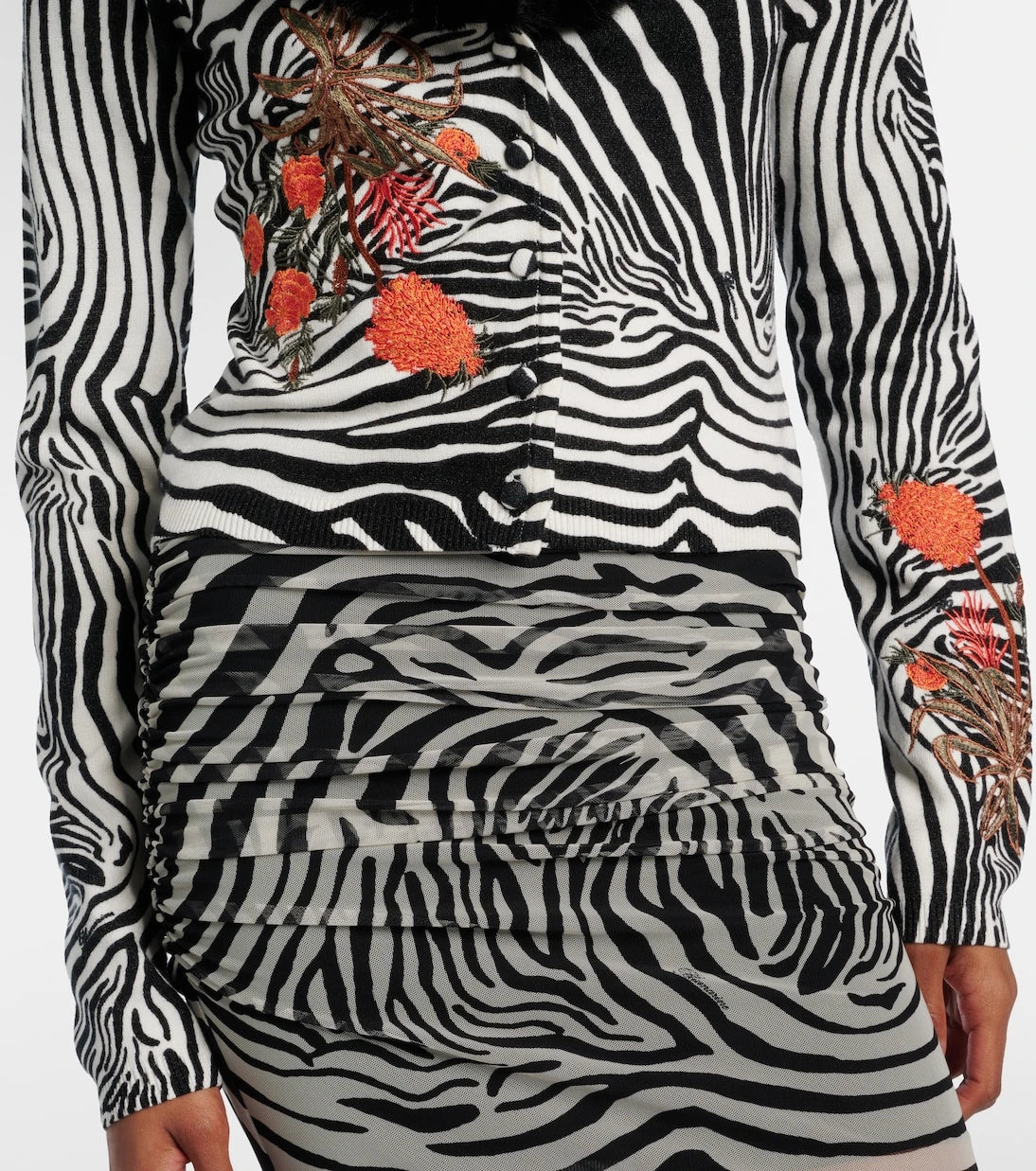Blumarine - Printed ribbed-knit cardigan