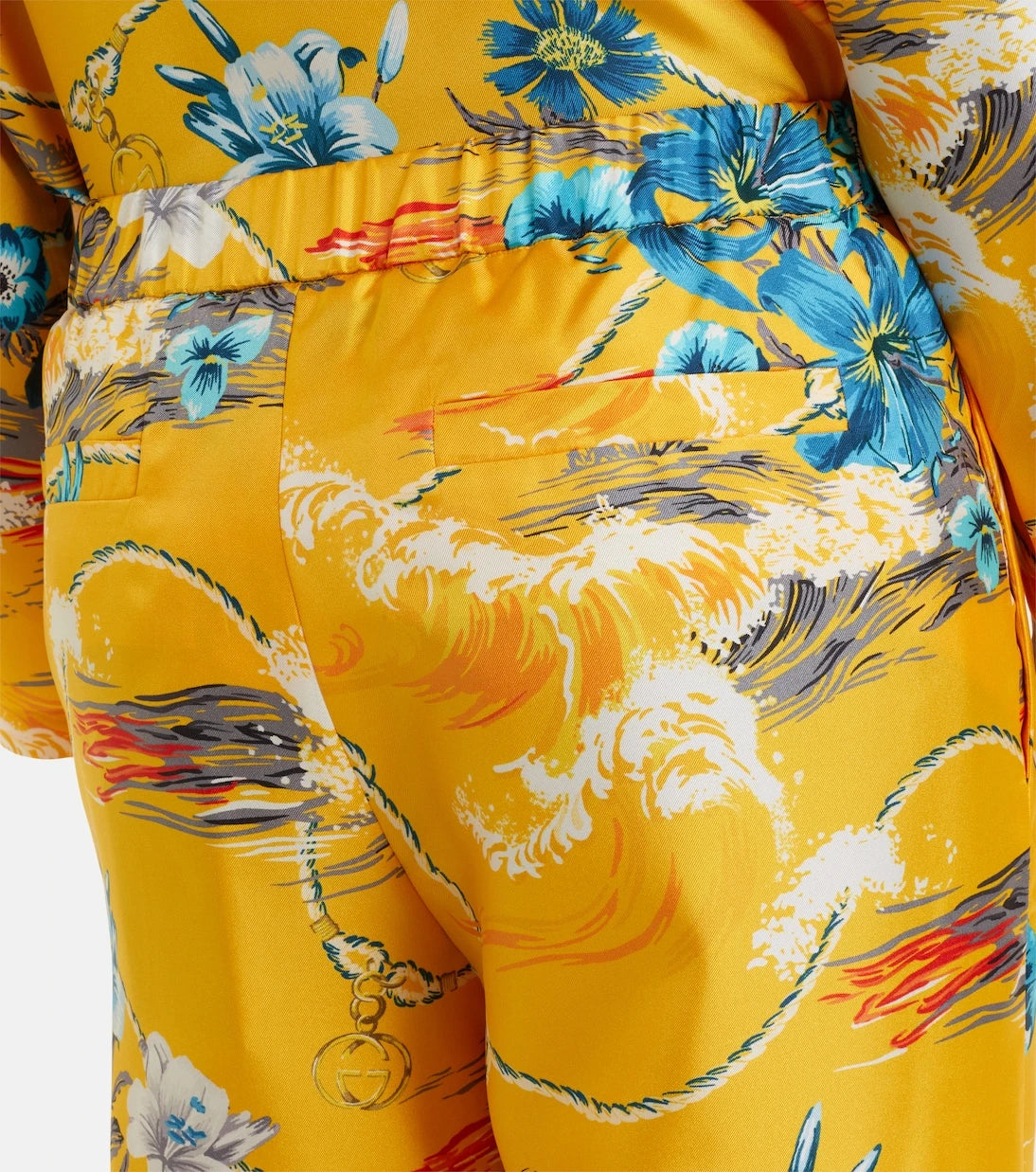 Gucci - Desenli ipek gabardin Palazzo pantolon