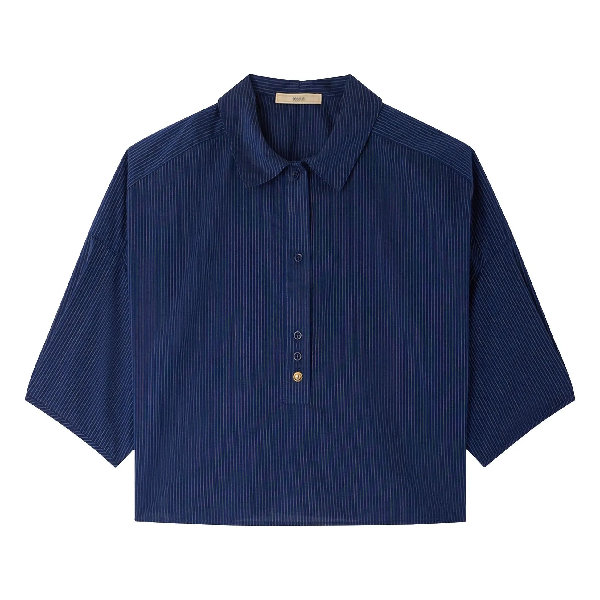 Sessùn - Cotton Stripes U Shirt | Navy blue